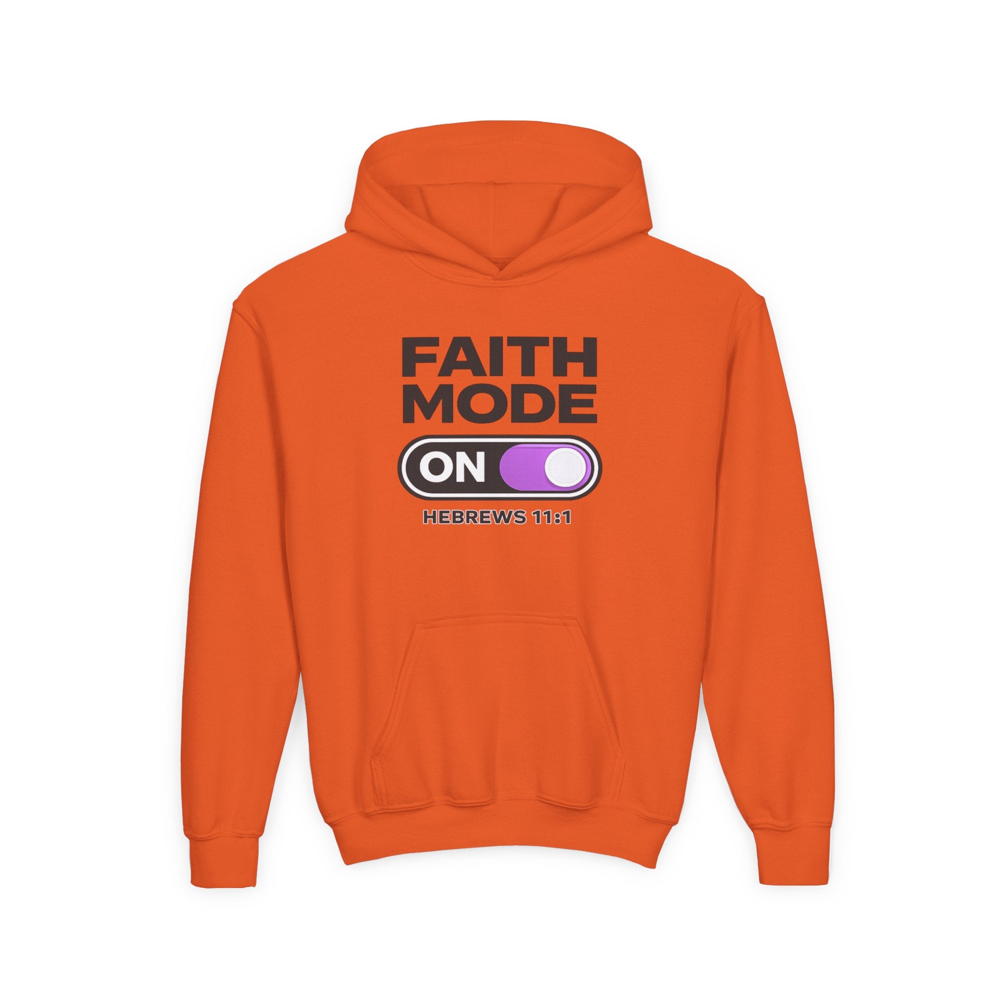 Faith Mode Hoodie - "Faith Mode On" Youth Christian Pullover (Hebrews 11:1)