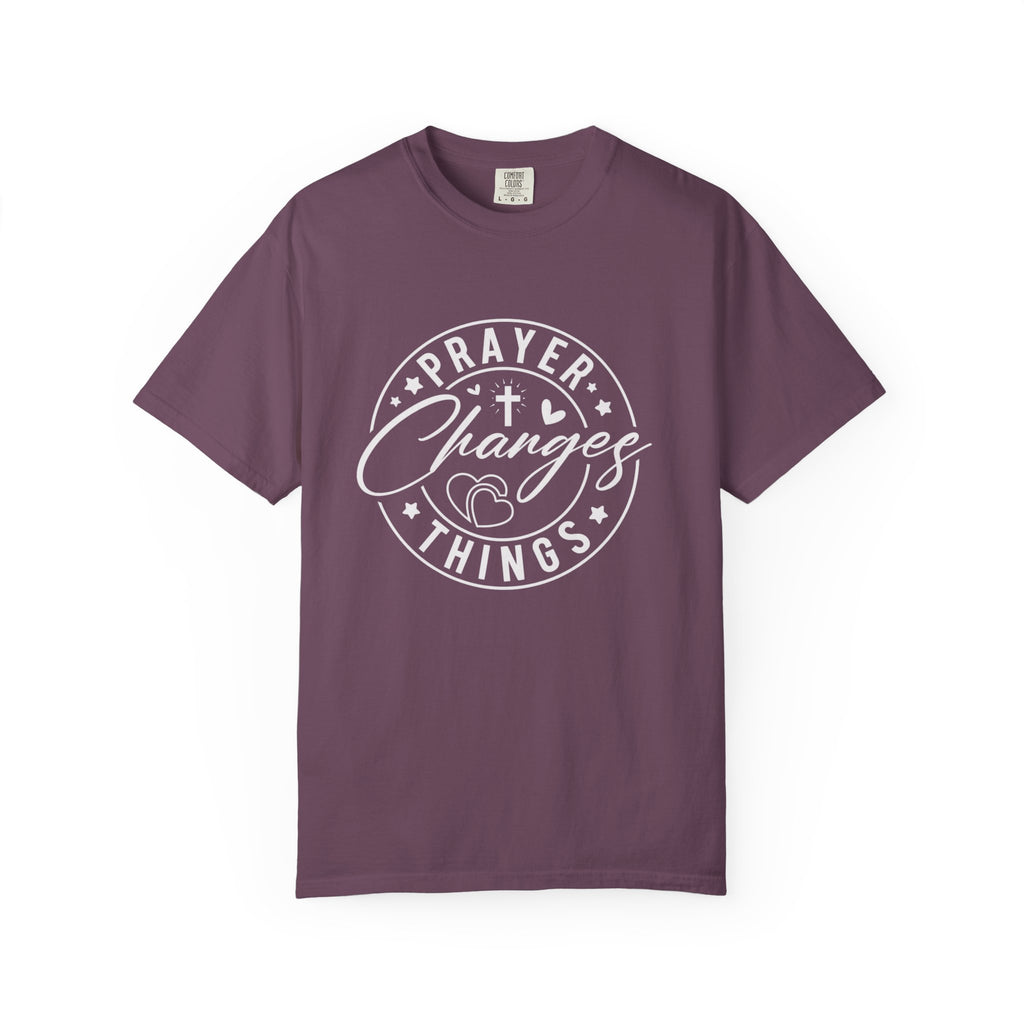 Prayer Changes Lives T-Shirt — Subtle Embossed Faith Graphic