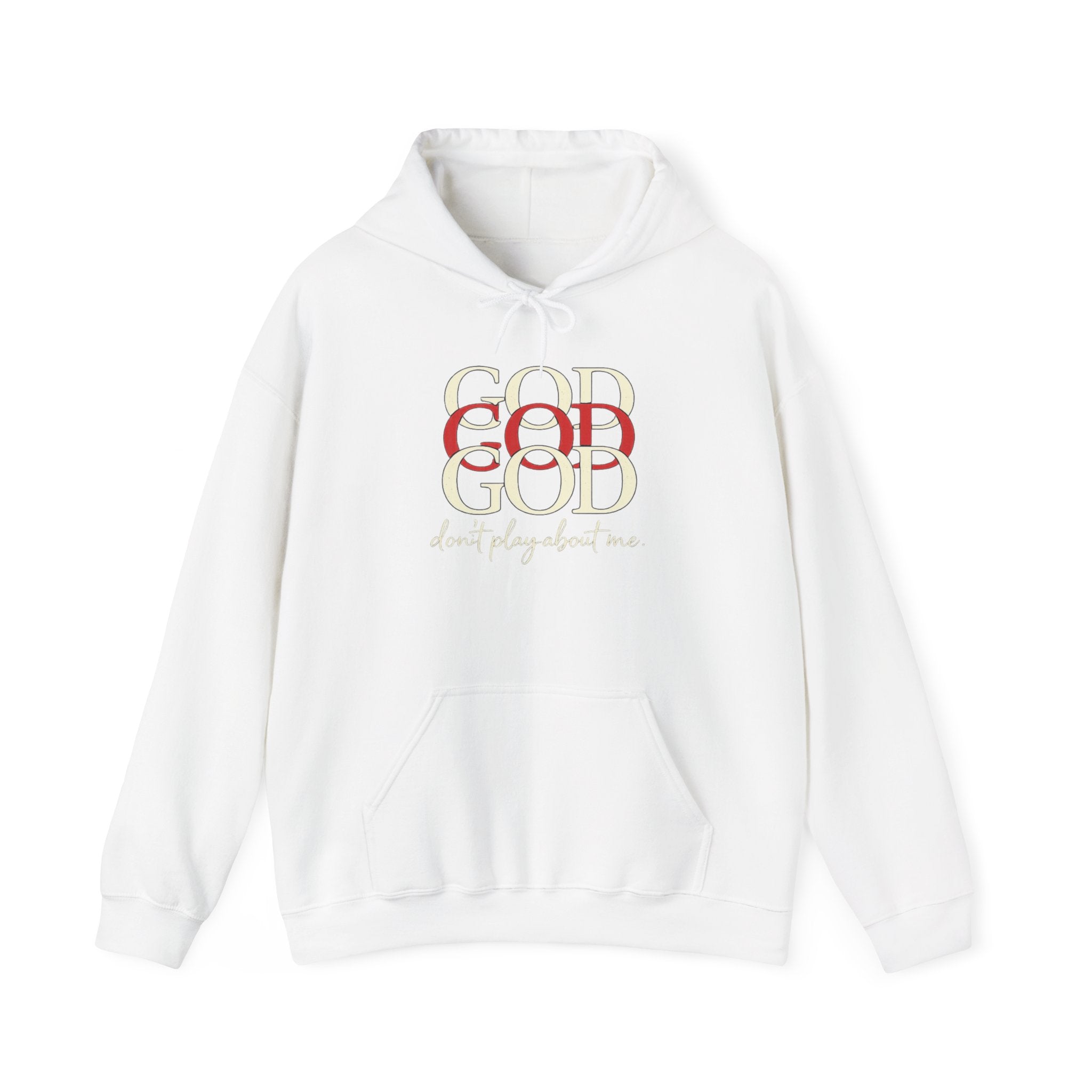 Mens God Repeated Script Hoodie — Faith Inspirational Pullover