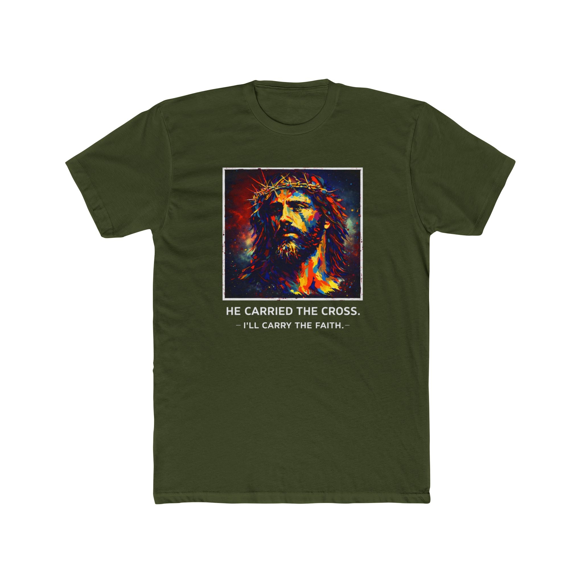 Mens 'He Carried the Cross, I'll Carry the Faith' Graphic Tee
