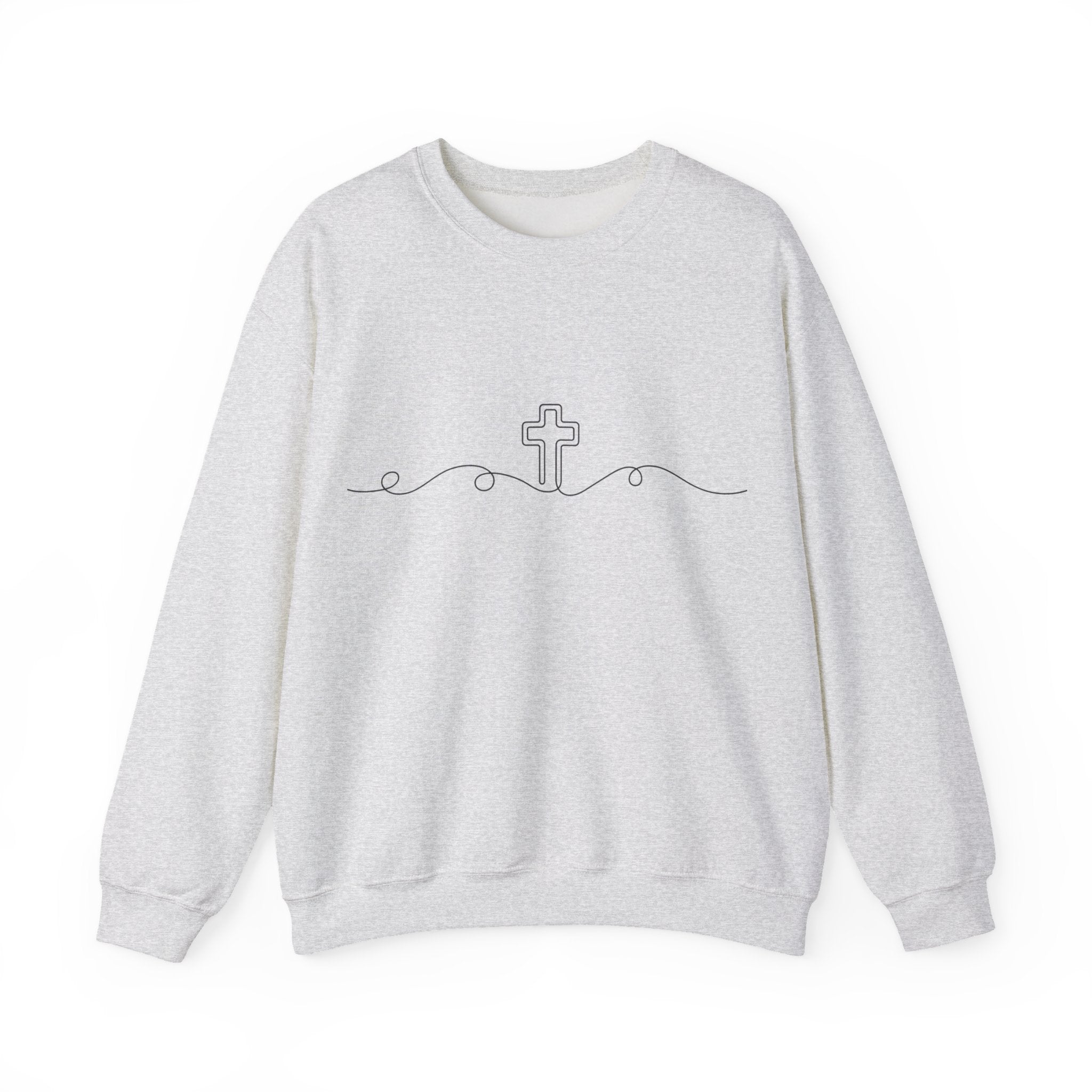 Womens Minimal Cross Line Crewneck Sweatshirt