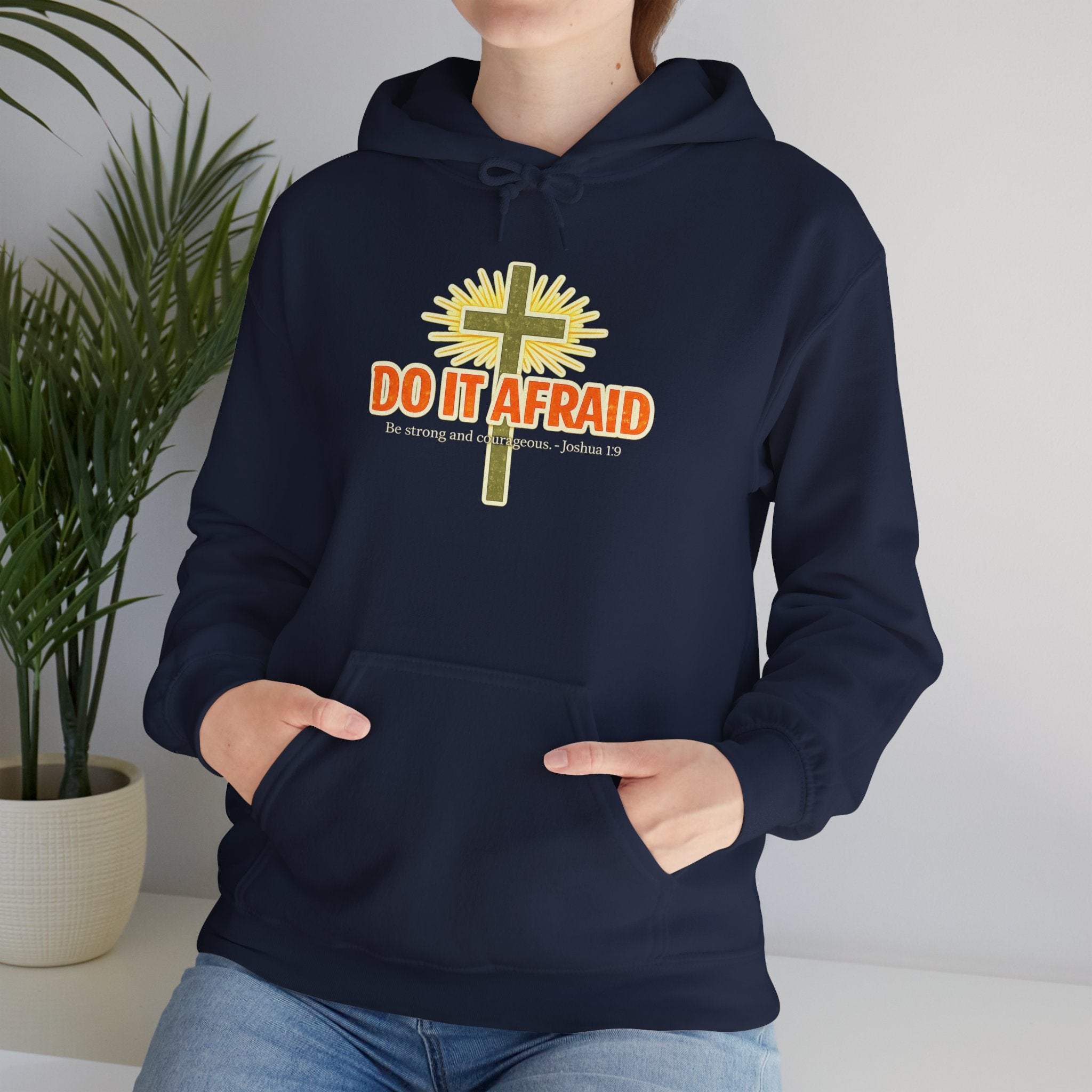 Mens Do It Afraid Cross Hoodie — Christian Encouragement Pullover