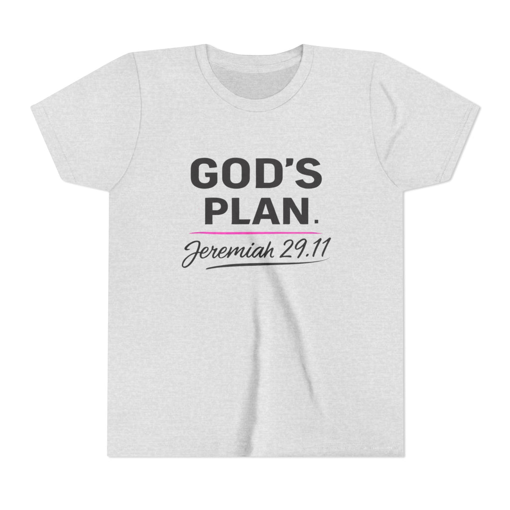 Girls Youth Tee — "God's Plan" Jeremiah 29:11 Christian Faith T-shirt