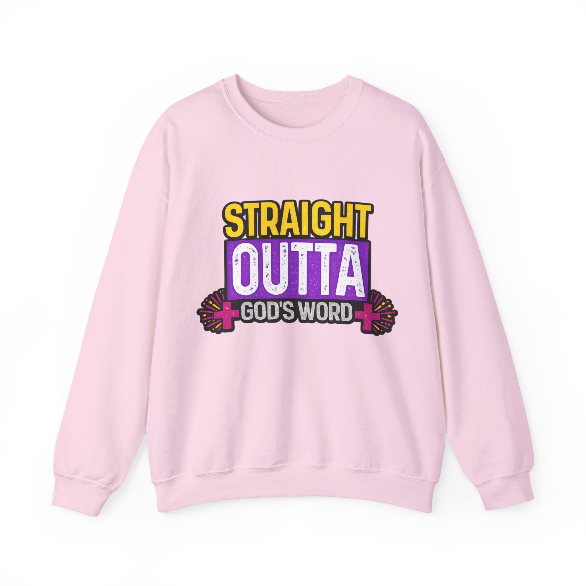 Womens Crewneck Sweatshirt — "Straight Outta God's Word" Christian Gospel Pullover