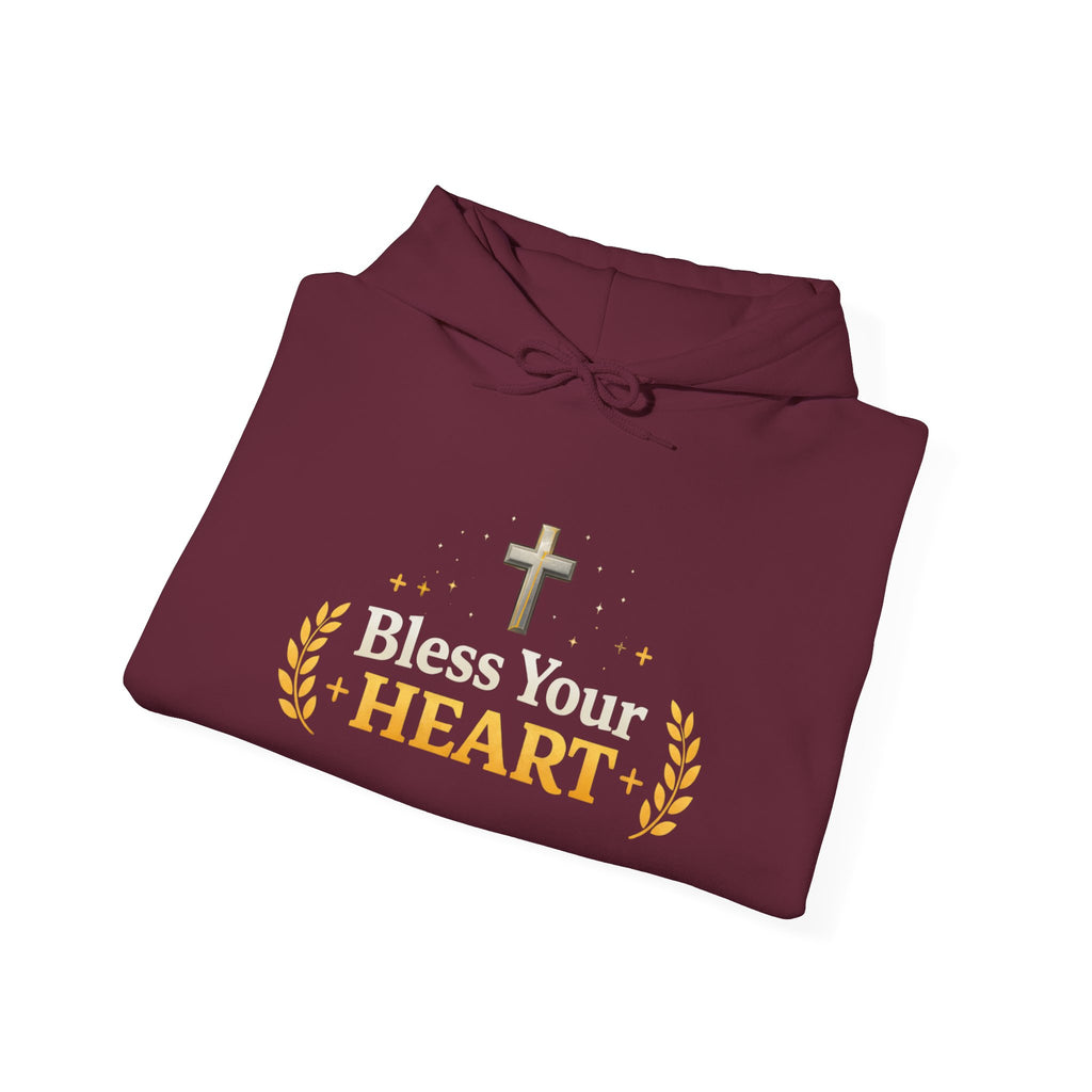 Womens Bless Your Heart Hoodie  Christian Cross Faith Pullover