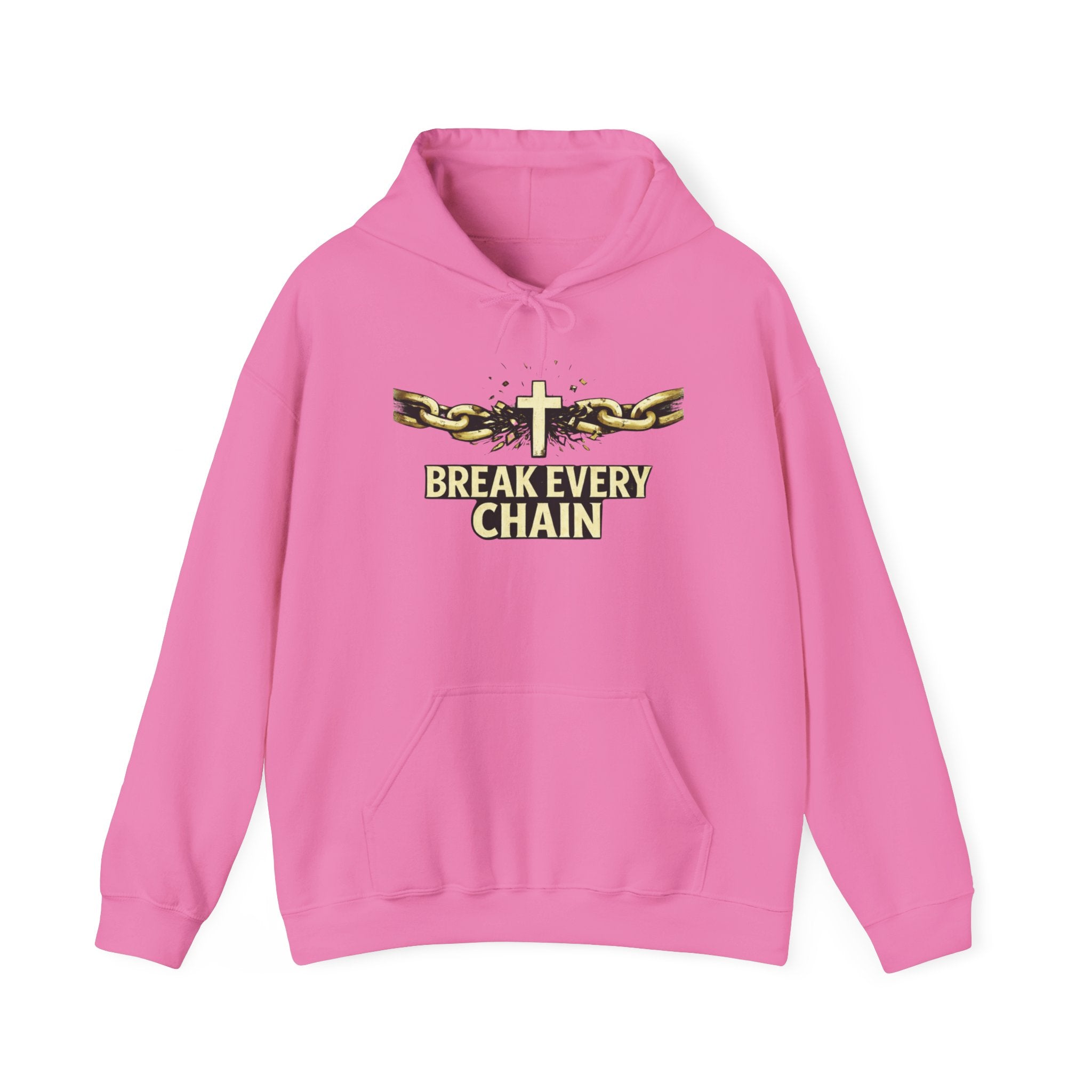 Mens Break Every Chain Hoodie — Christian Cross & Broken Chains Faith Sweatshirt
