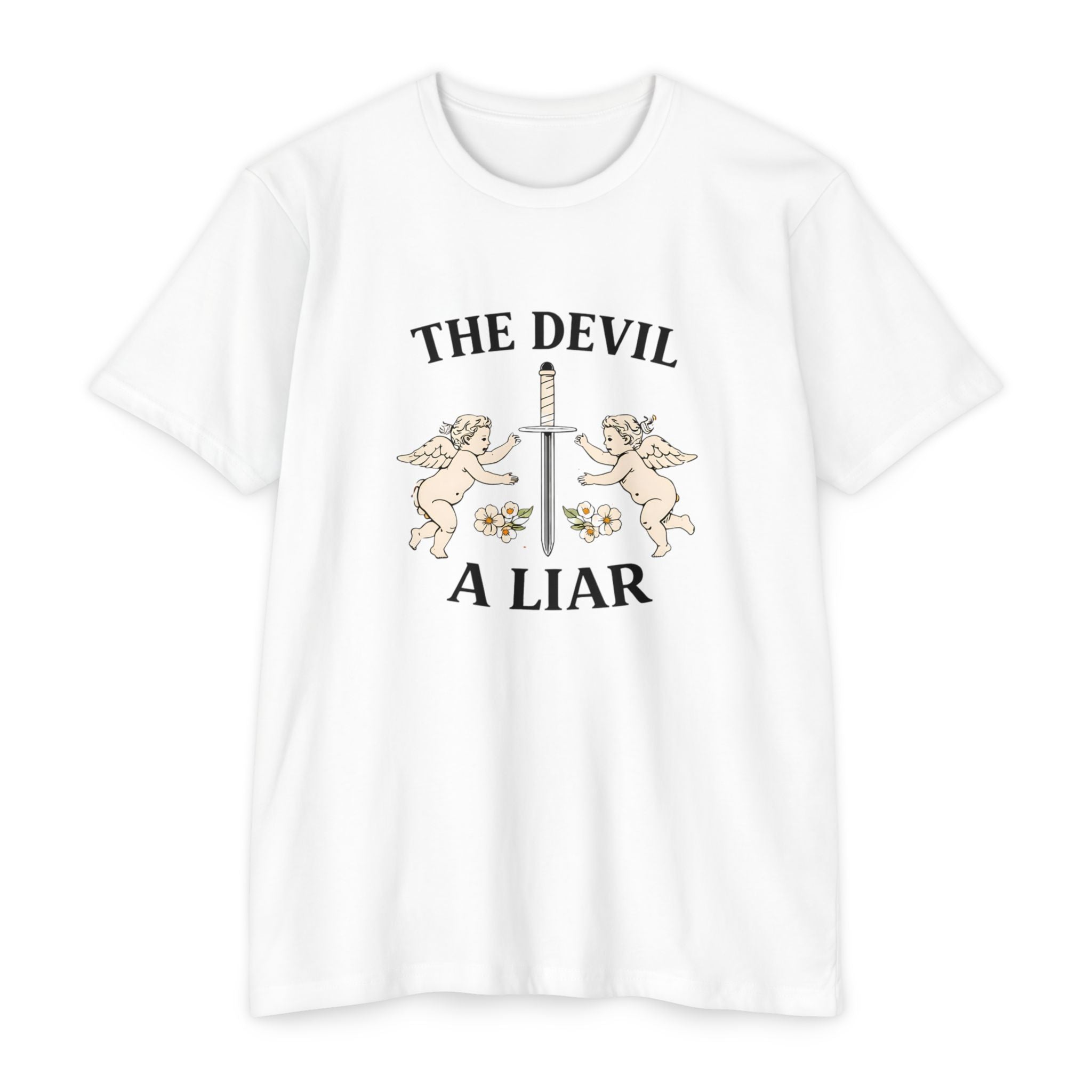 The Devil A Liar T-Shirt — Vintage Angel Sword Graphic Tee