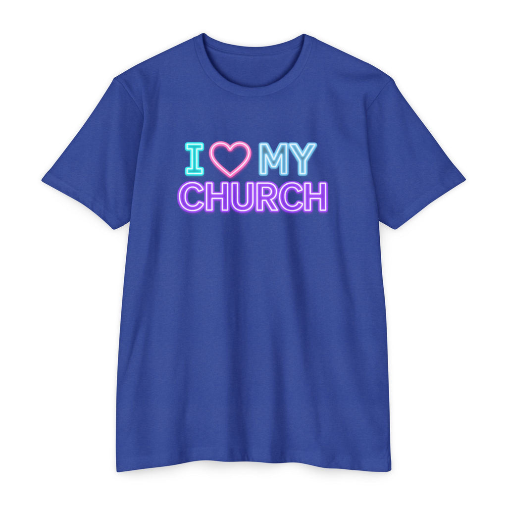 Womens I Love My Church T-Shirt | Tie Dye Heart Lettering