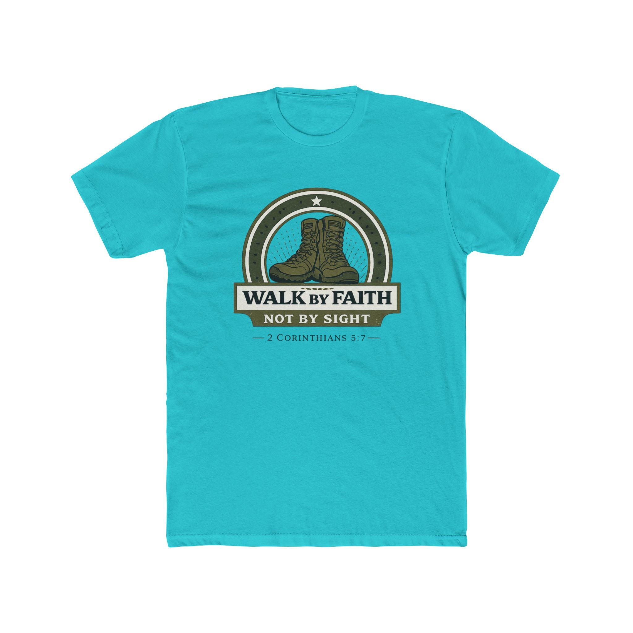 Walk By Faith boots graphic Tee | Christian scripture apparel, 2 Corinthians quote