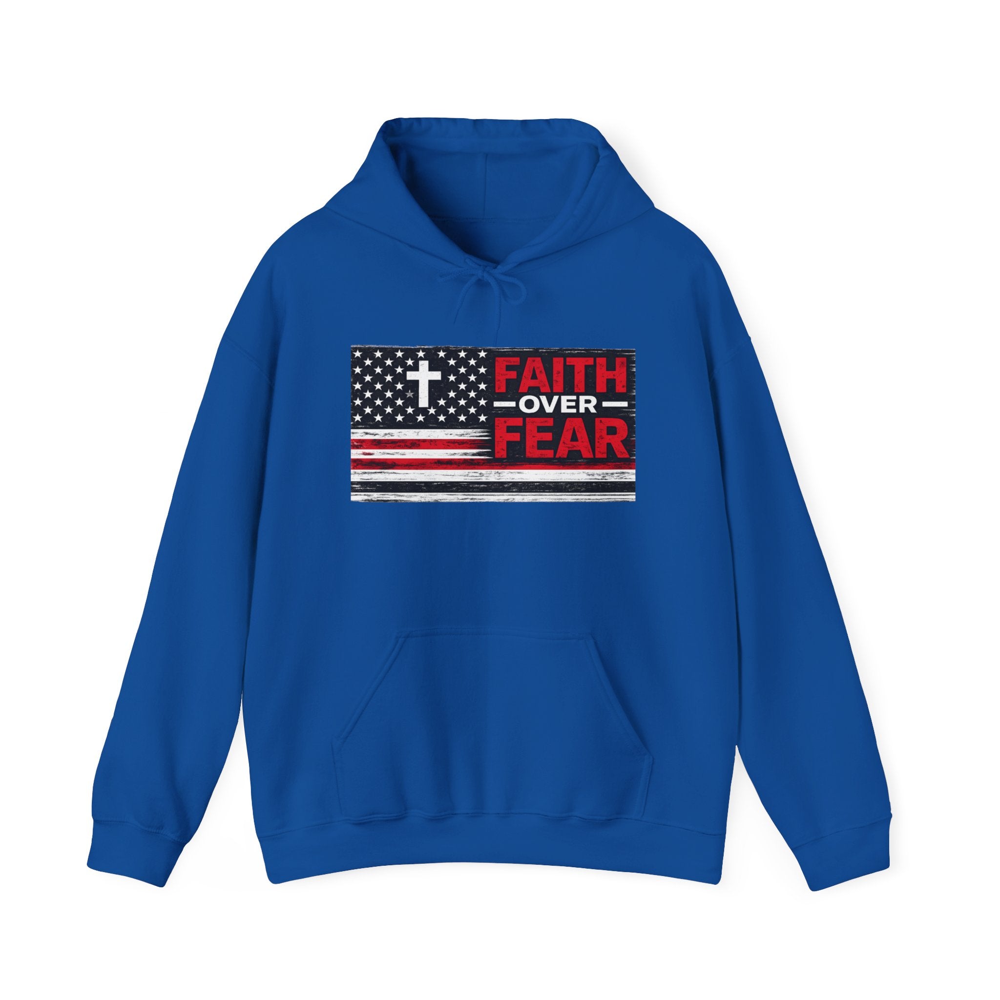 Faith Over Fear Hoodie — Christian Flag Cross Pullover