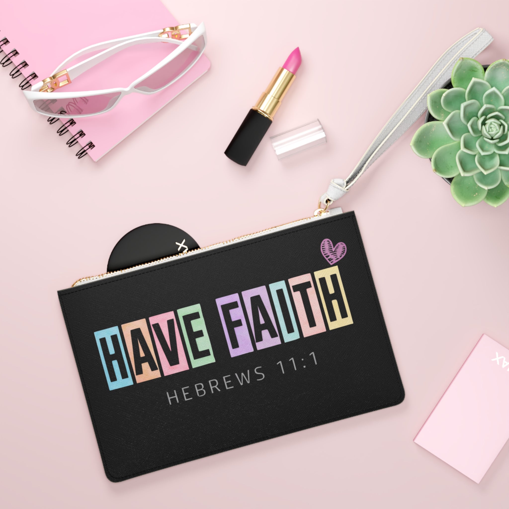 Have Faith Clutch Bag – Hebrews 11:1 Inspirational Wristlet