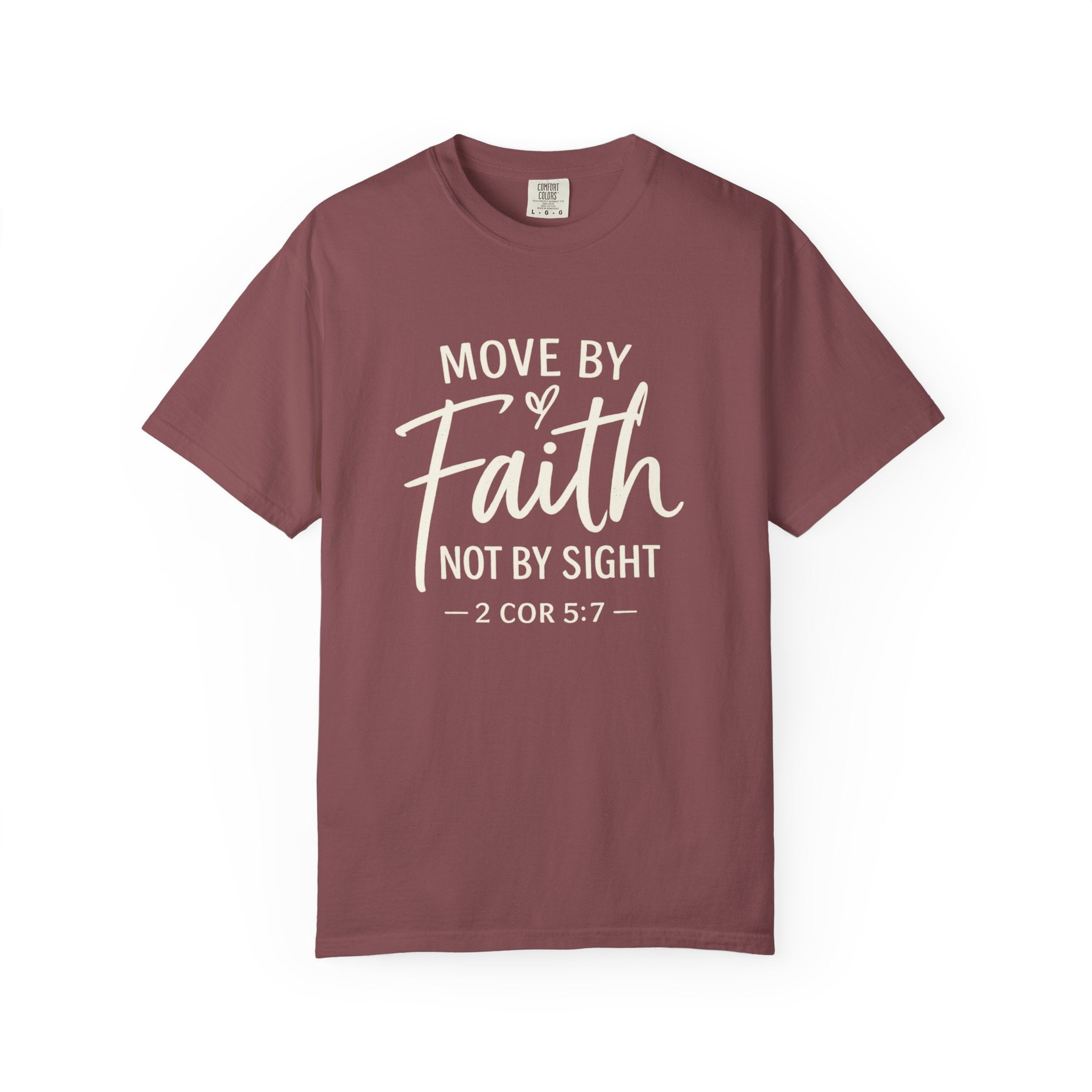 Move By Faith Not By Sight Minimal White Graphic Tee (Subtle Script Design)