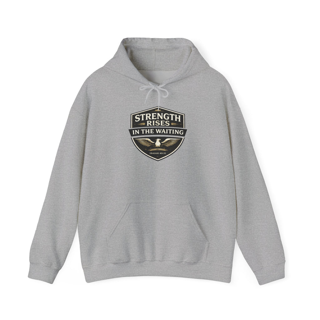 Mens Strength Rises Hoodie — Inspirational Fitness & Recovery Sweatshirt