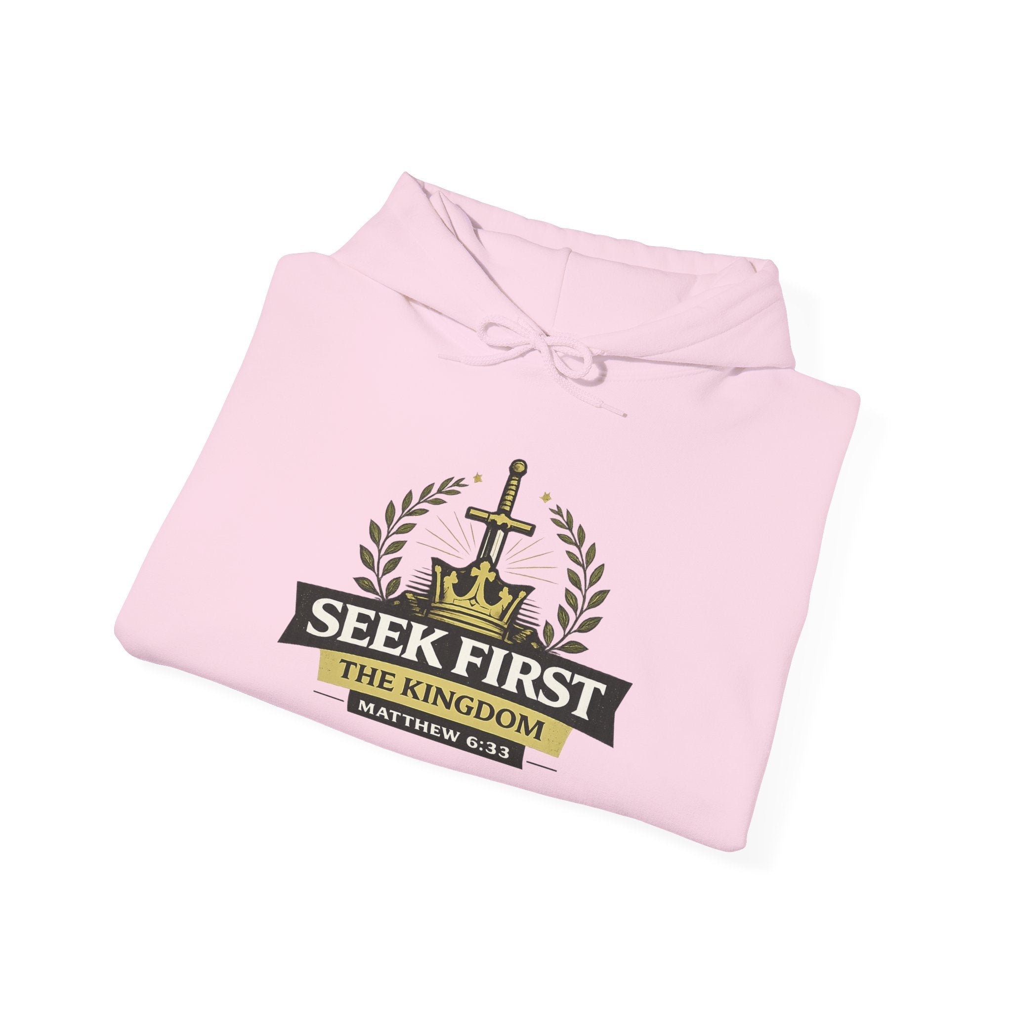 Mens Seek First the Kingdom Hoodie — Matthew 6:33 Christian Faith Pullover