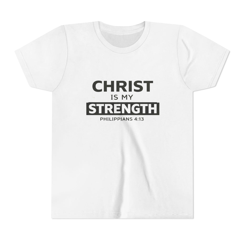 Boys Youth Tee - "Christ Is My Strength" Philippians 4:13 Christian Kids Shirt