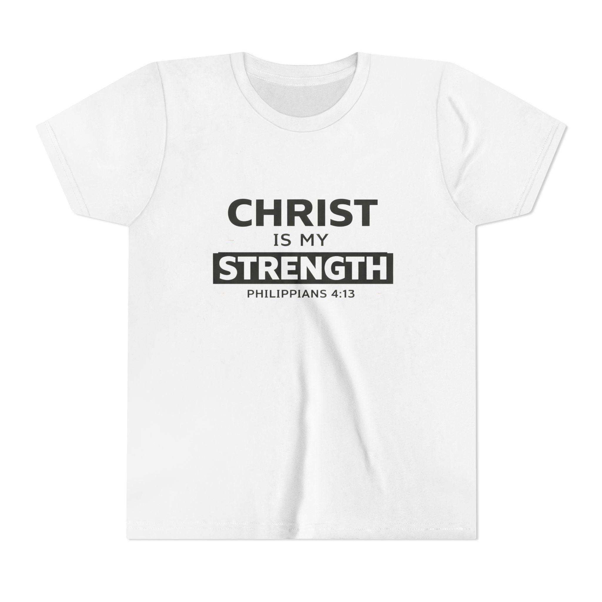 Boys Youth Tee - "Christ Is My Strength" Philippians 4:13 Christian Kids Shirt