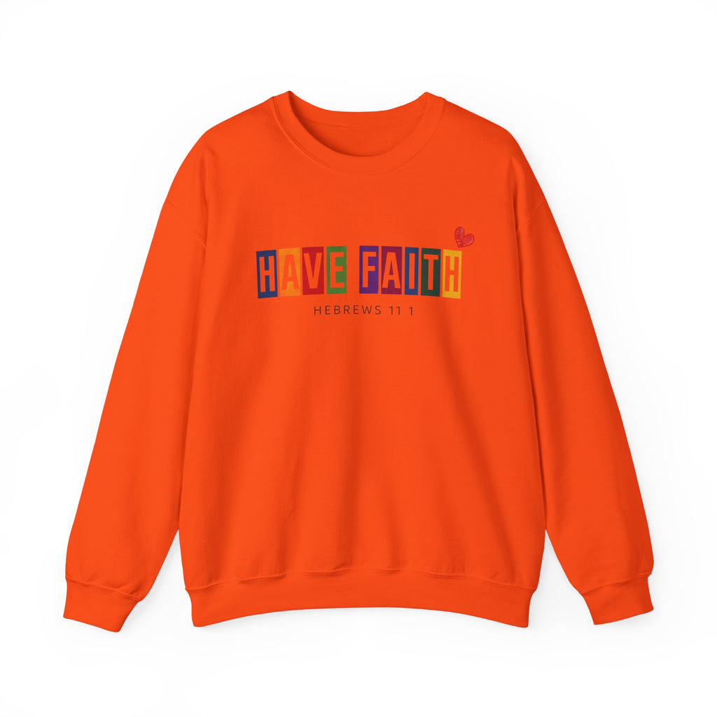 Have Faith Crewneck Sweatshirt — Colorblock Inspirational Hebrews 11:1 Pullover