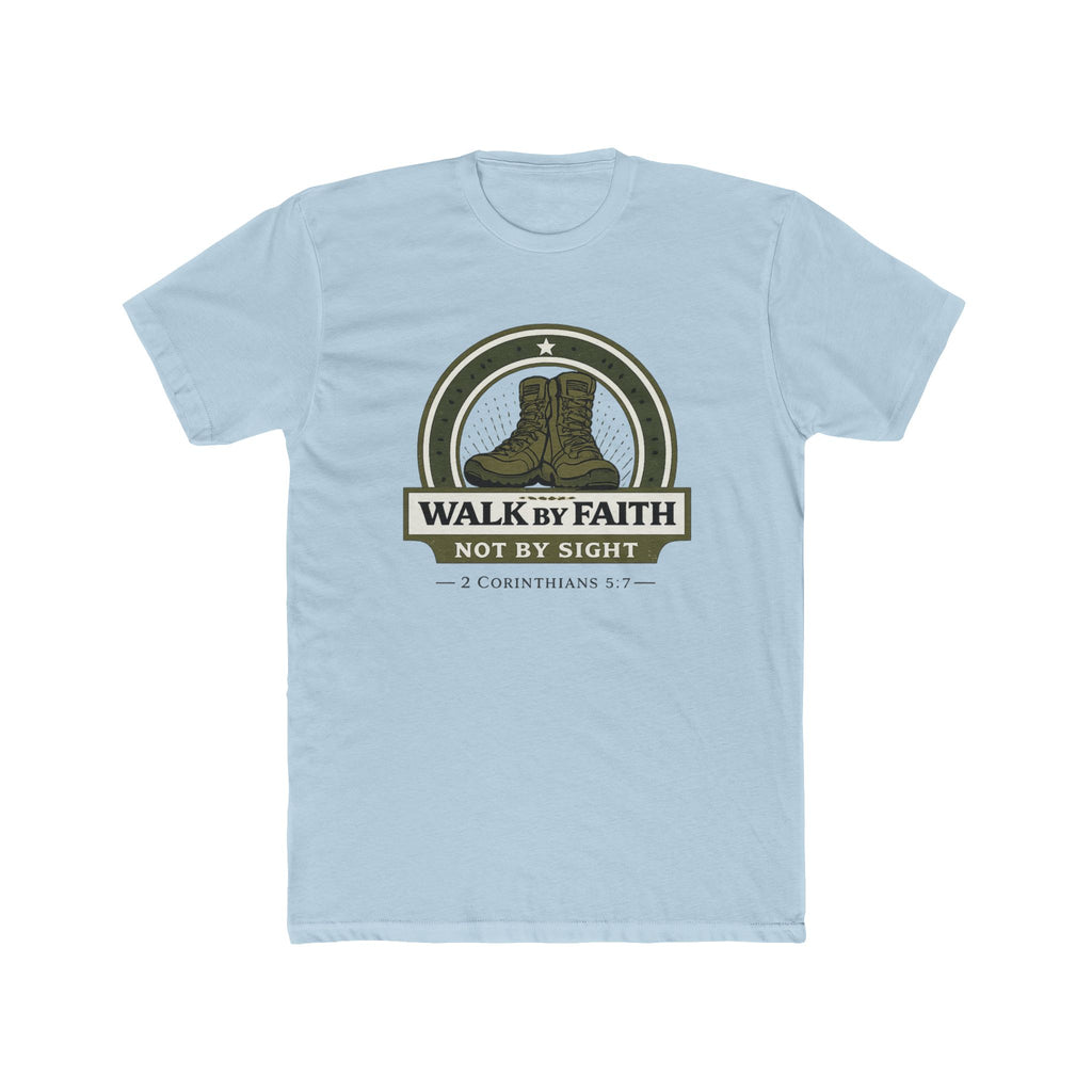 Walk By Faith boots graphic Tee | Christian scripture apparel, 2 Corinthians quote