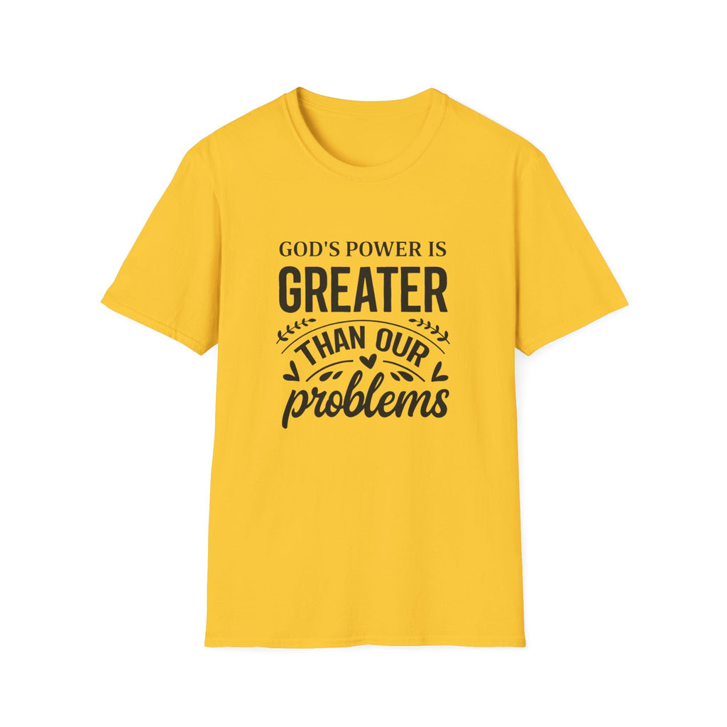 Womens Christian Faith T-Shirt — "God's Power Is Greater Than Our Problems" Inspirational Tee