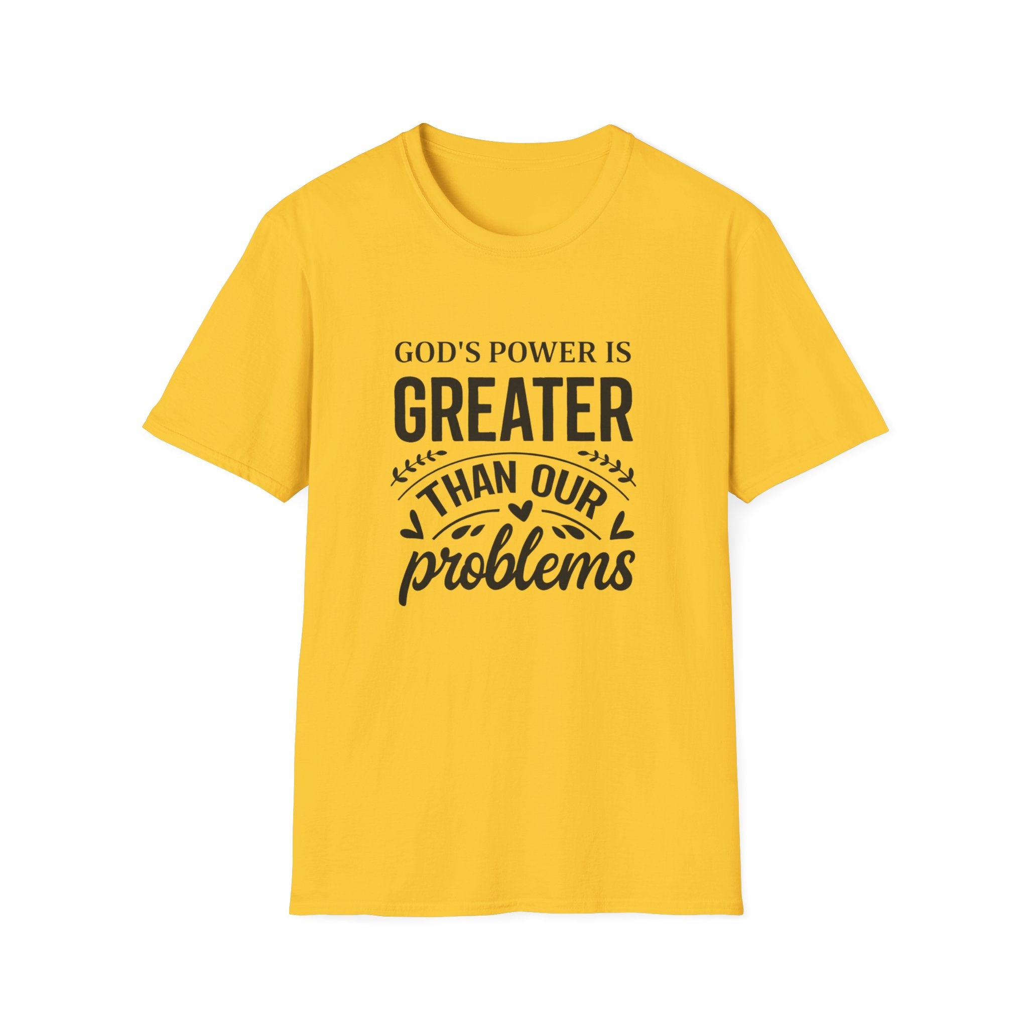 Womens Christian Faith T-Shirt — "God's Power Is Greater Than Our Problems" Inspirational Tee