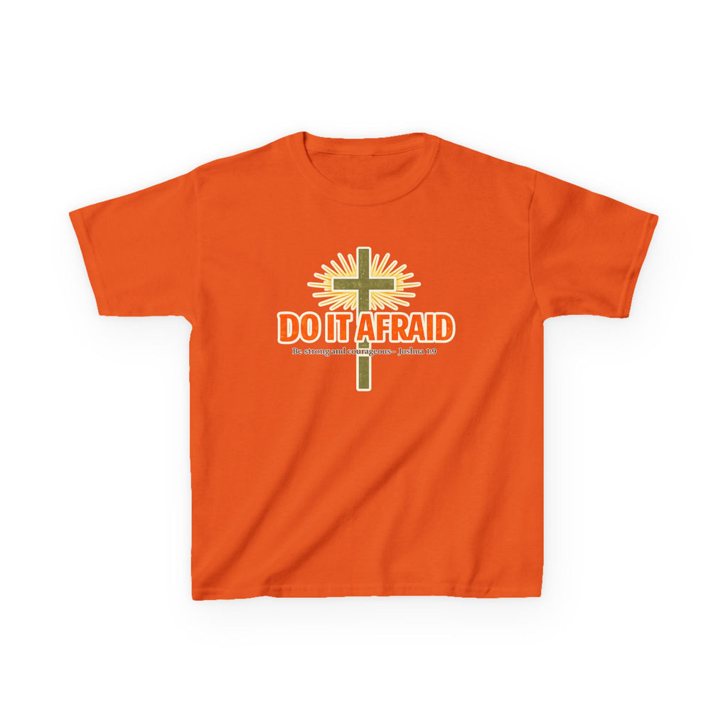 Boys Tshirt "Do It Afraid" Cross Christian Shirt (Joshua 1:9)