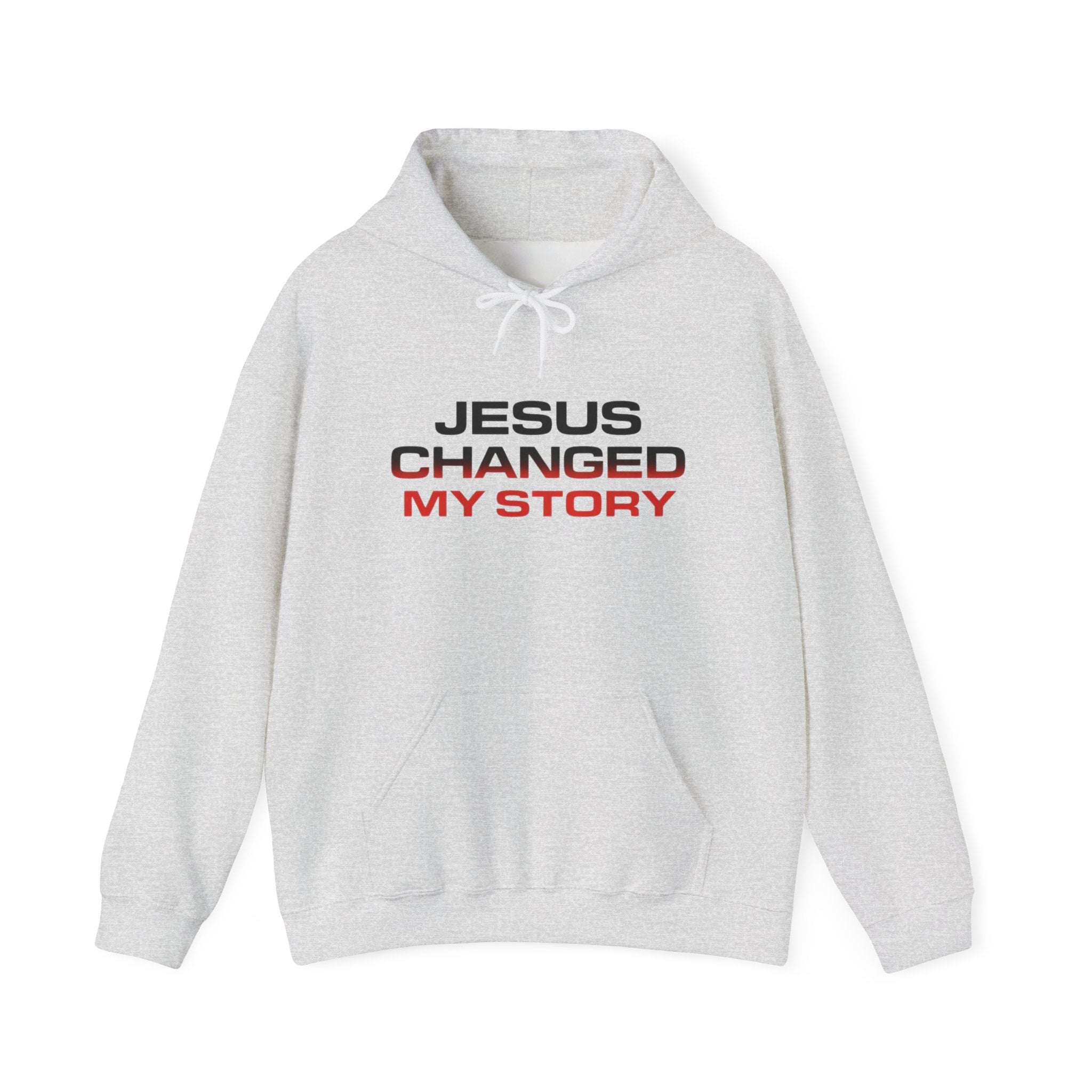 Mens Jesus Changed My Story Hoodie — Christian Faith Inspirational Pullover