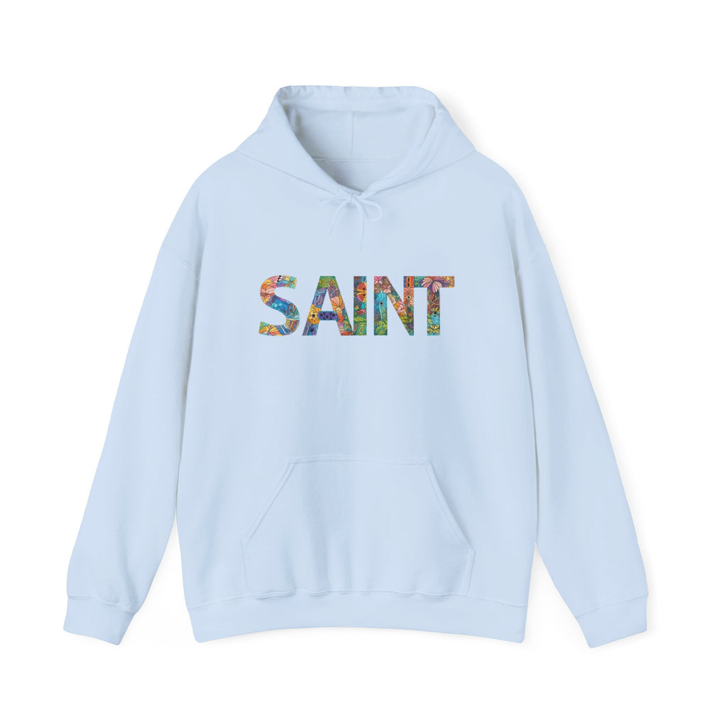 Womens Saint Floral Hoodie — Colorful 'SAINT' Graphic Pullover
