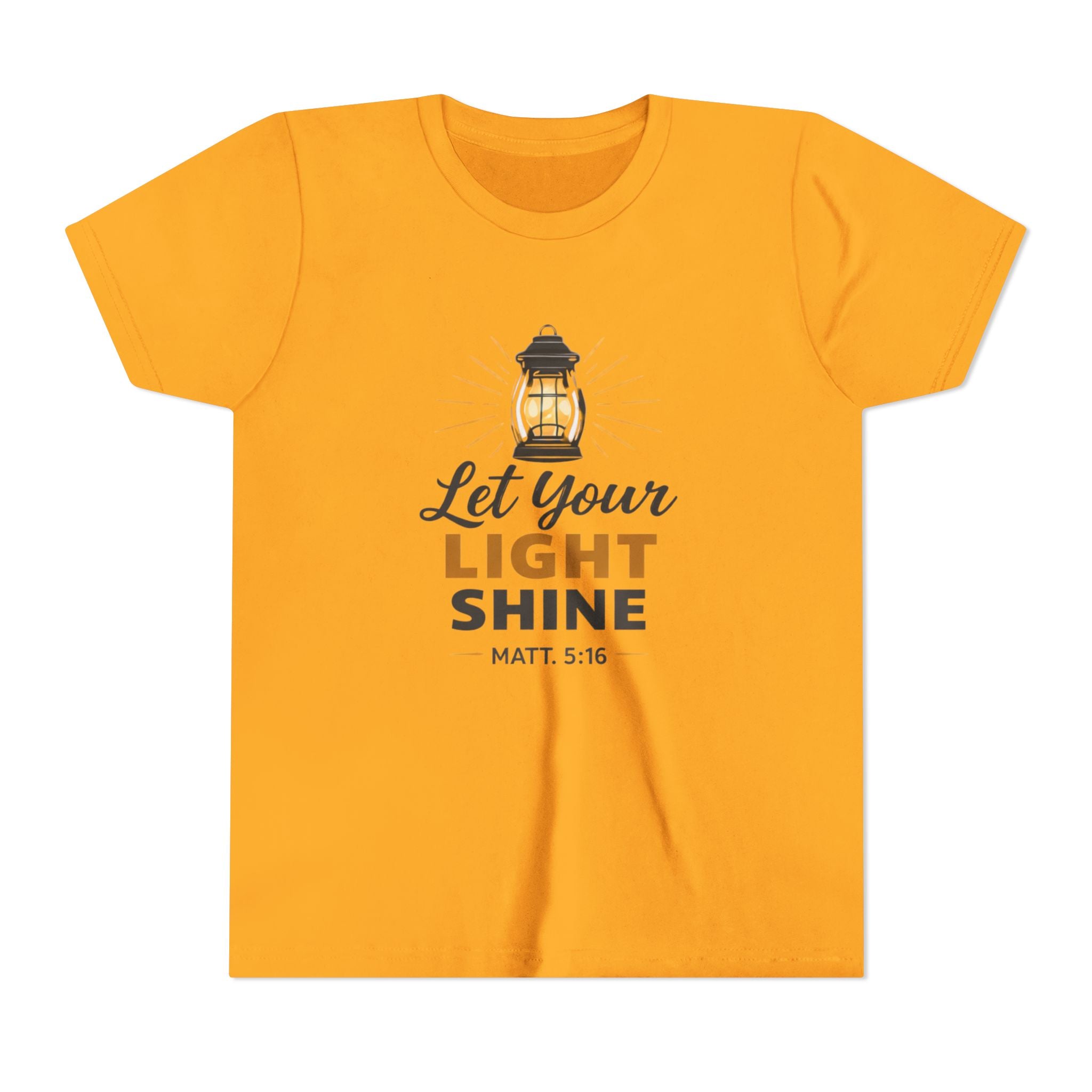 Girls Youth Tee — "Let Your Light Shine" Christian Lantern Shirt (Matt. 5:16)