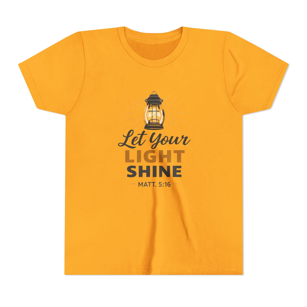 Boys Youth Tee — "Let Your Light Shine" Christian Lantern Shirt (Matt. 5:16)
