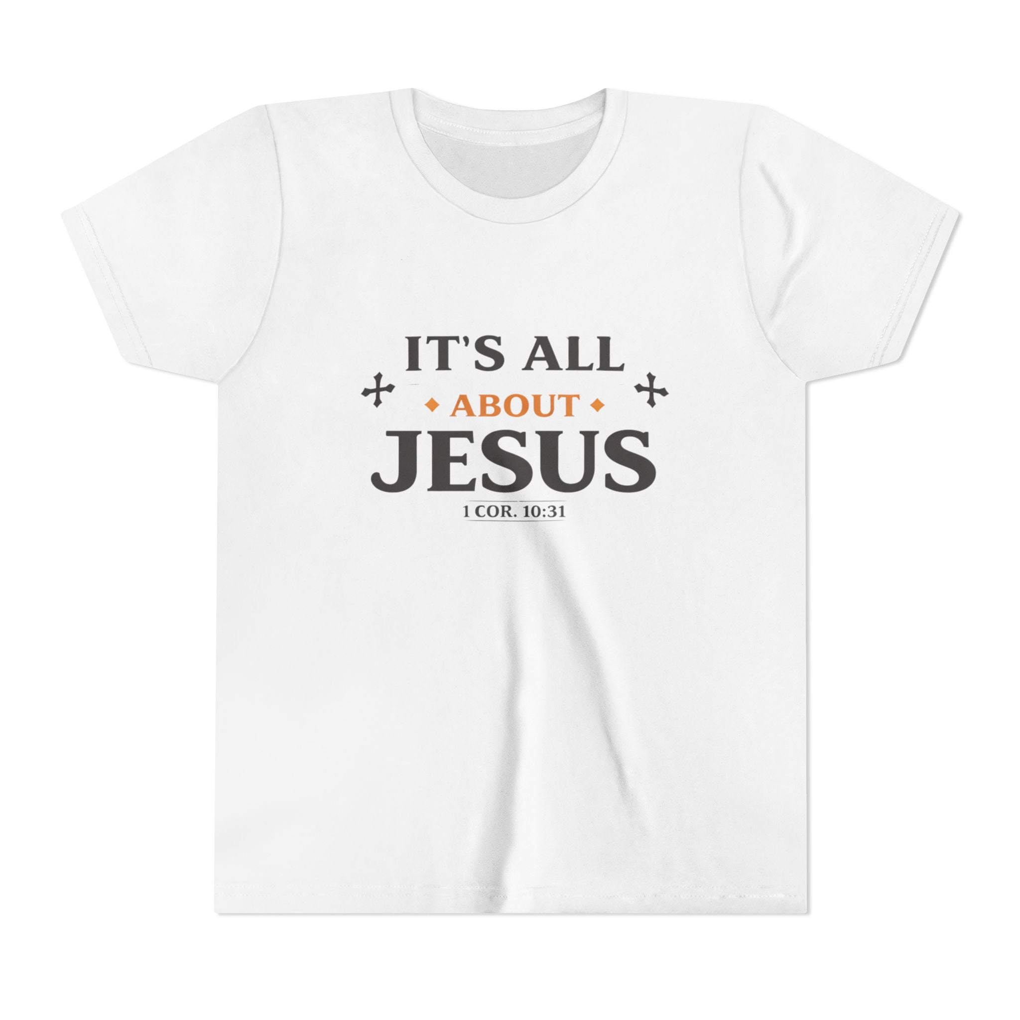Boys Youth Tee - "It's All About Jesus" Christian Kids Shirt (1 Cor. 10:31)