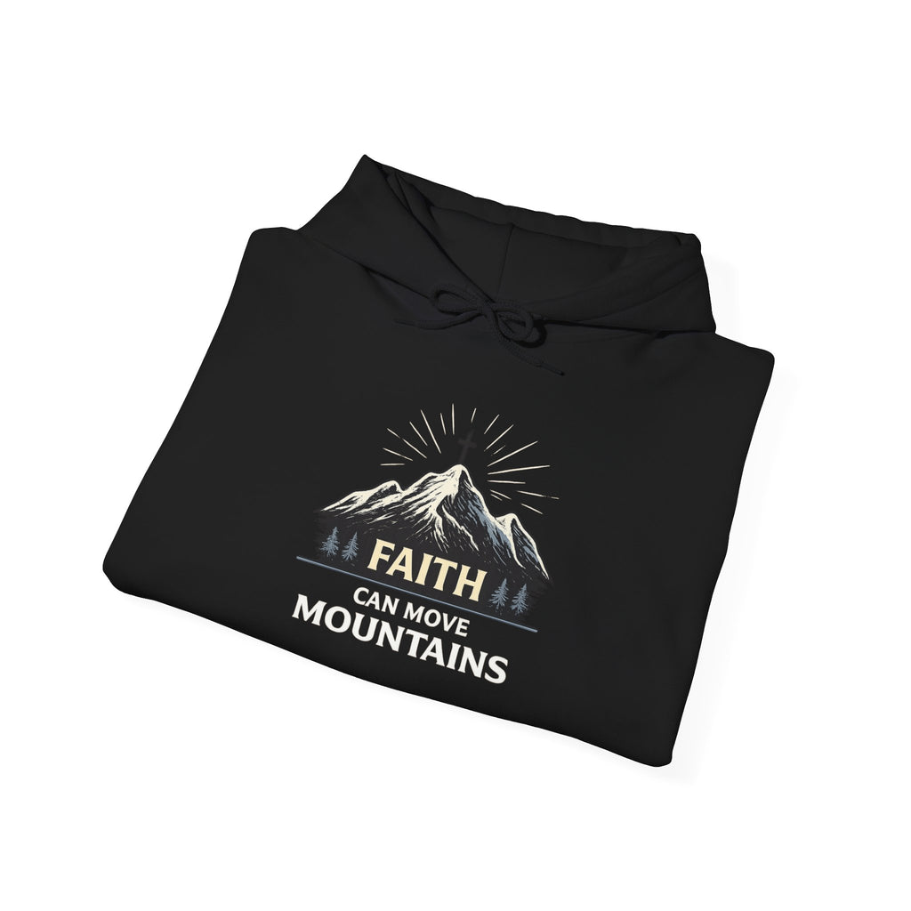 Womens Faith Can Move Mountains Hoodie — Christian Inspirational Mountain Graphic Hoodie