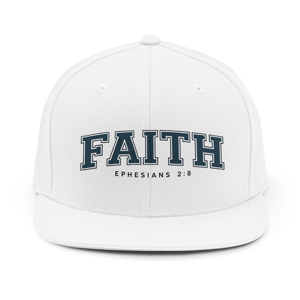Faith Snapback Hat — Ephesians 2:8 Embroidered Christian Cap