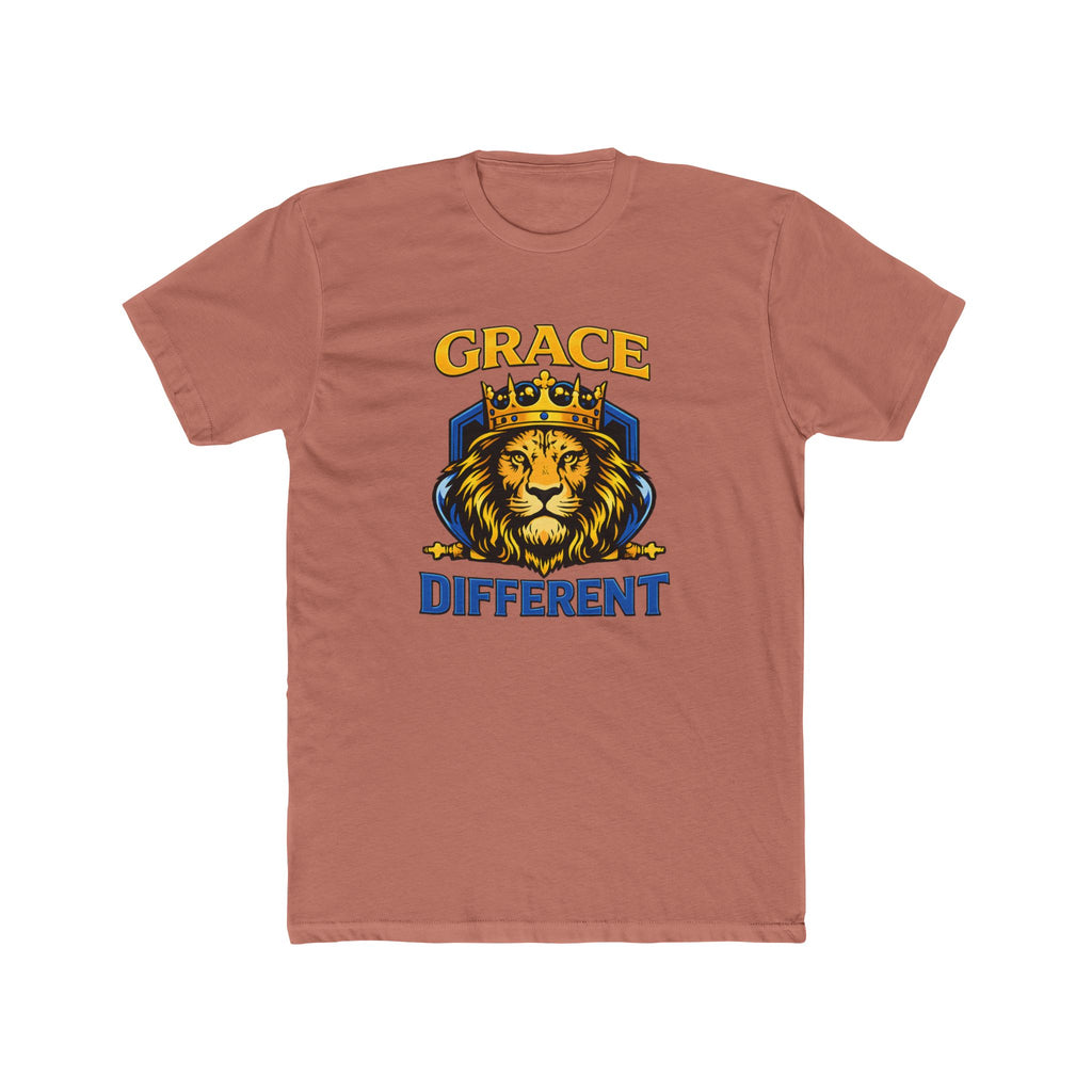 Grace Different Lion Graphic Tee — Crowned Lion Inspirational Christian Shirt