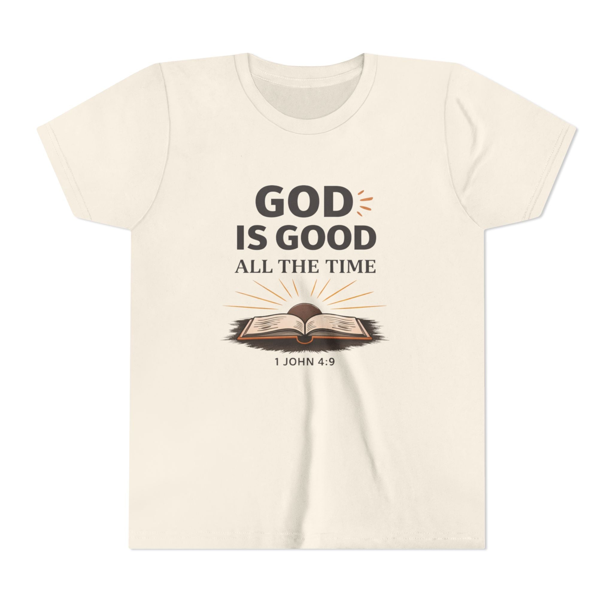 Boys Youth T-Shirt — "God Is Good All The Time" Bible Verse Tee (1 John 4:9)