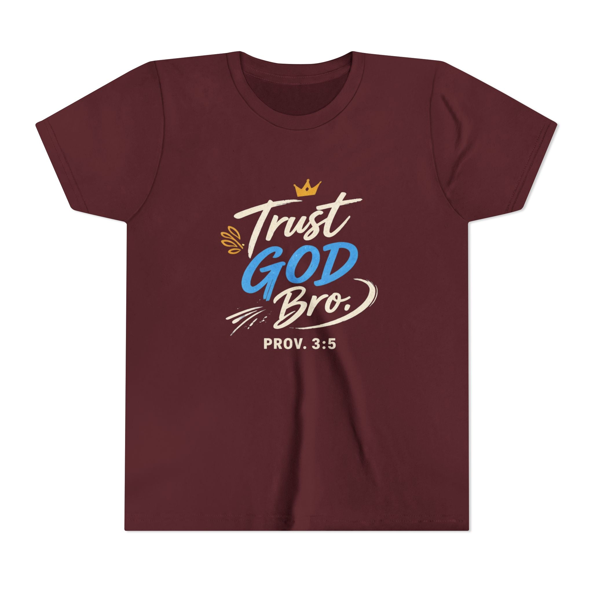 Boys Trust God Bro Youth Tee – Prov. 3:5 Faith Graphic Shirt