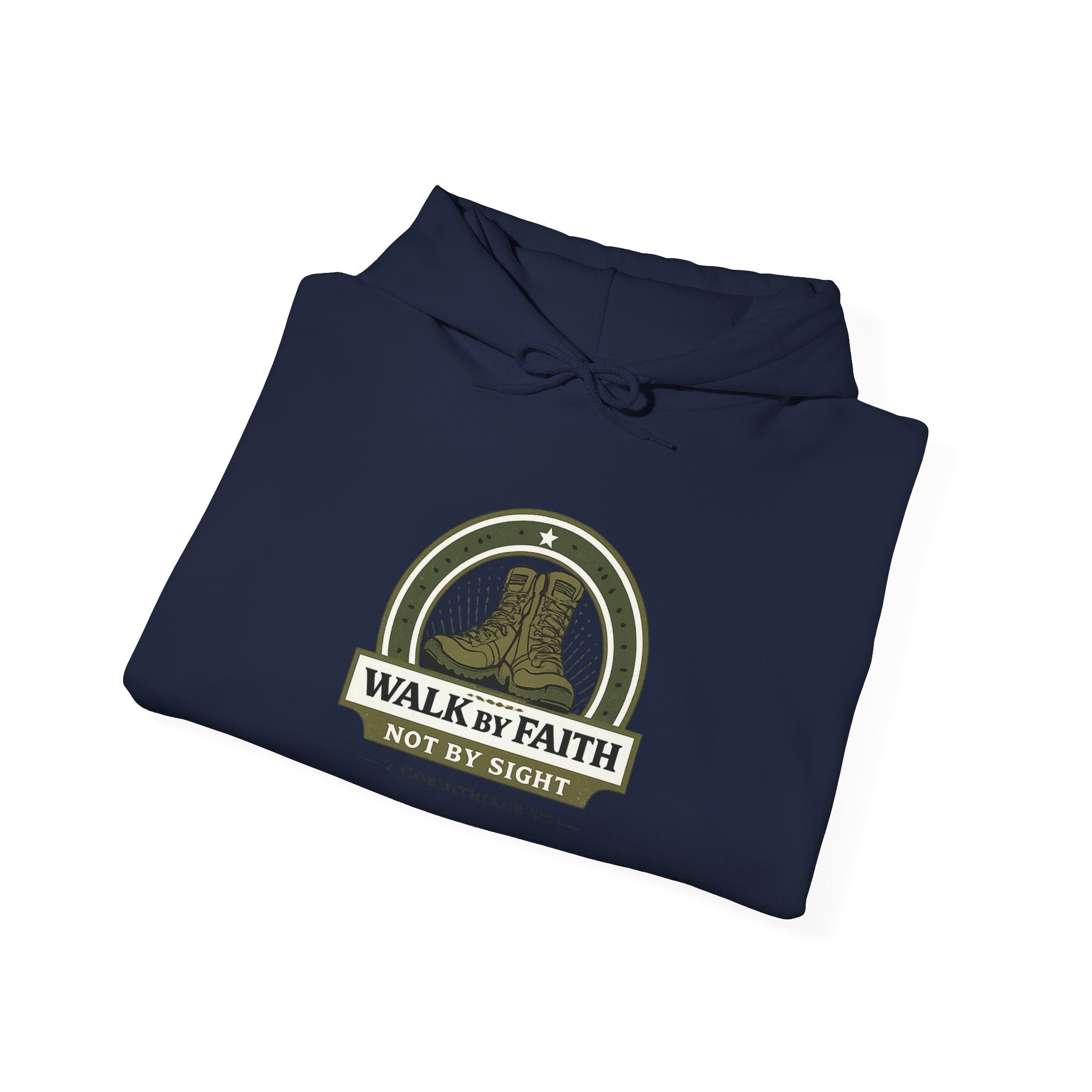 Mens Faith Hooded Sweatshirt — "Walk by Faith, Not by Sight" Christian Hoodie