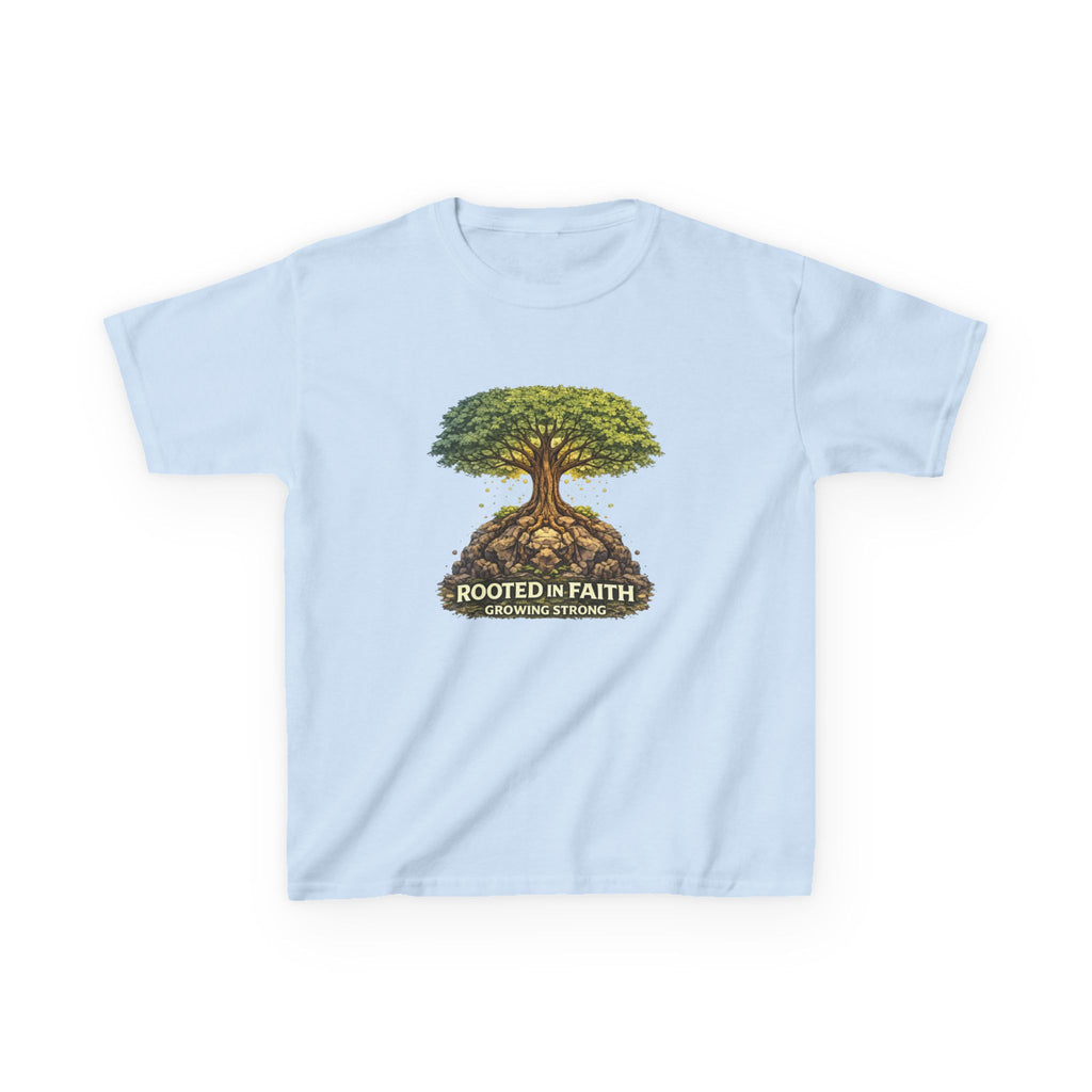 Kids Tee — 'Rooted in Faith' Tree Graphic