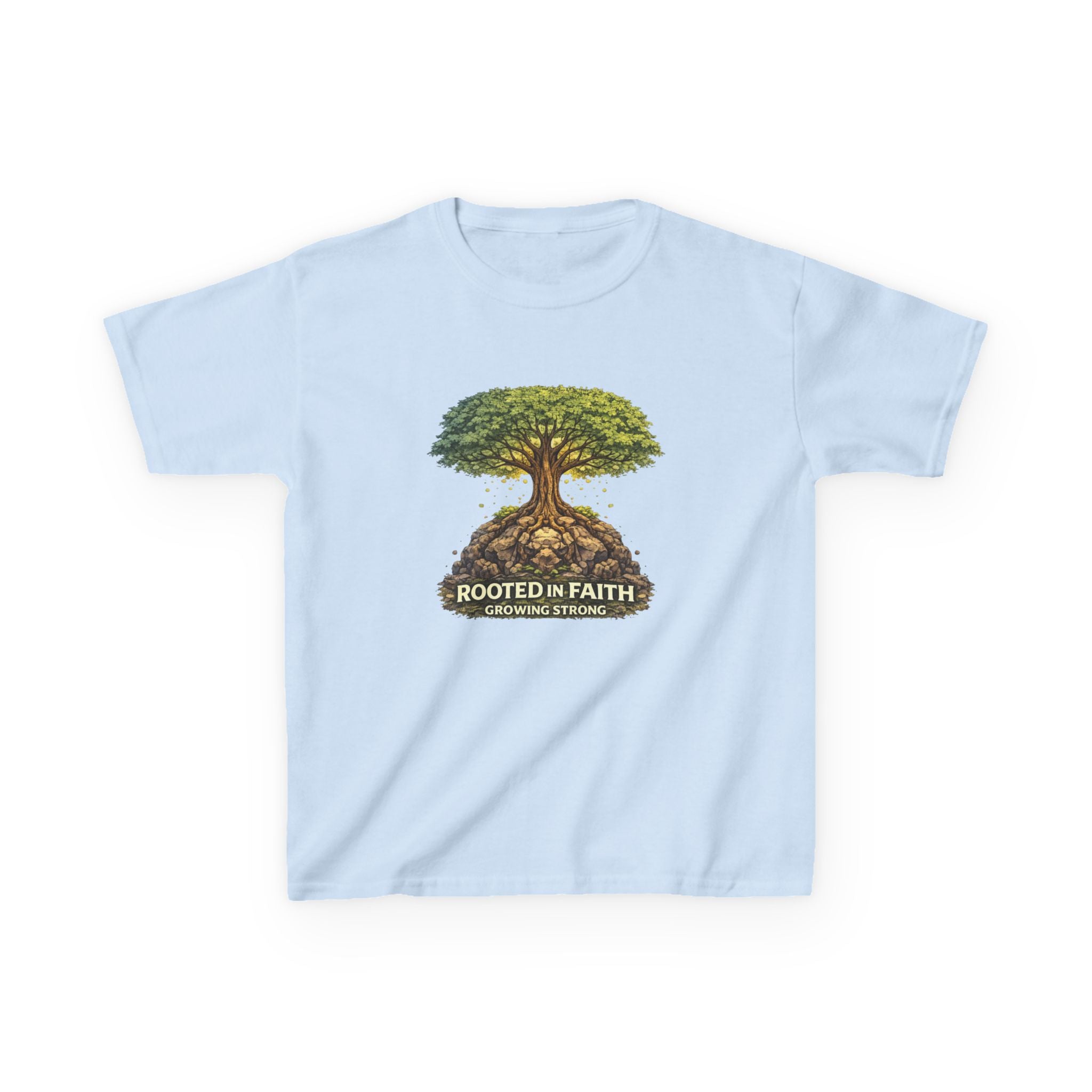 Kids Tee — 'Rooted in Faith' Tree Graphic