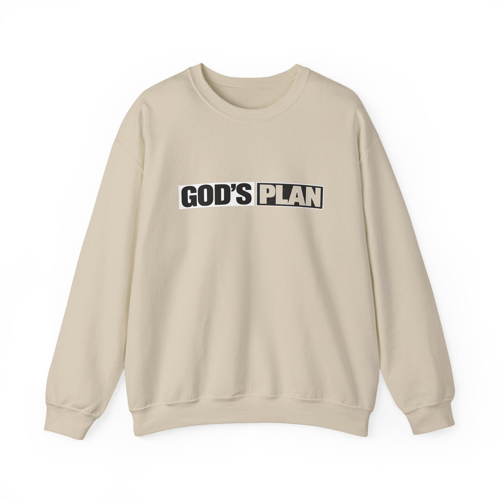 Crewneck Sweatshirt — "GOD'S PLAN" Bold Logo Faith Pullover