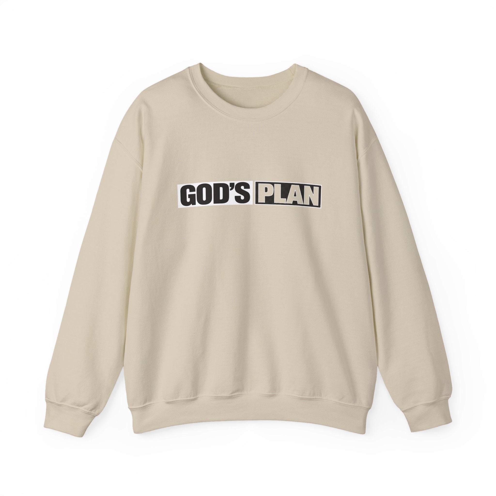 Crewneck Sweatshirt — "GOD'S PLAN" Bold Logo Faith Pullover