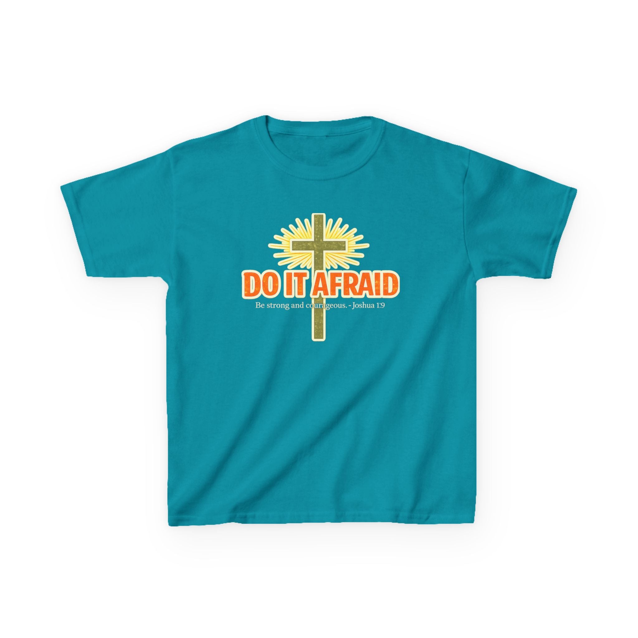 Boys Tshirt "Do It Afraid" Cross Christian Shirt (Joshua 1:9)