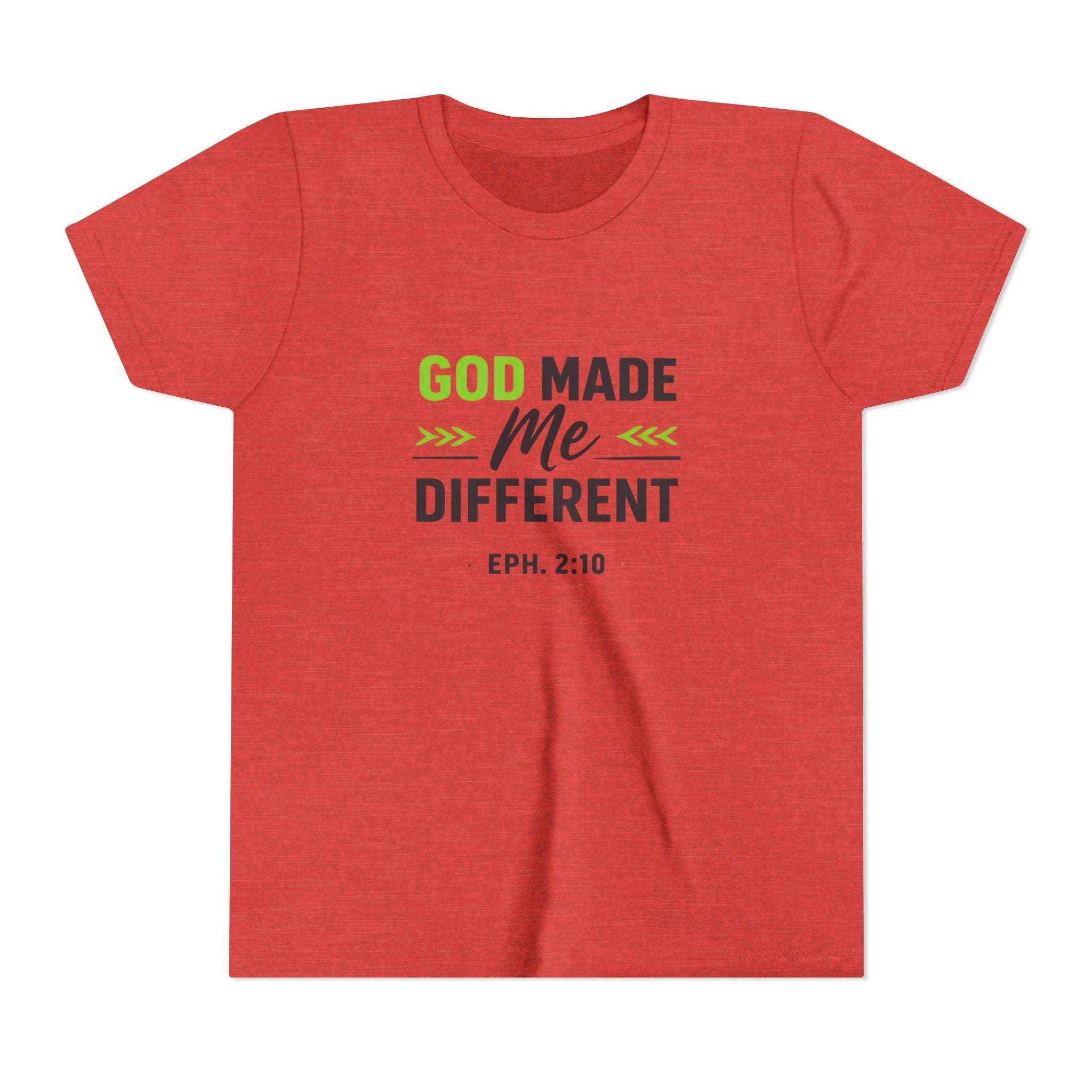 Boys Youth Tee - "God Made Me Different" Christian Faith Kids Shirt (Eph. 2:10)