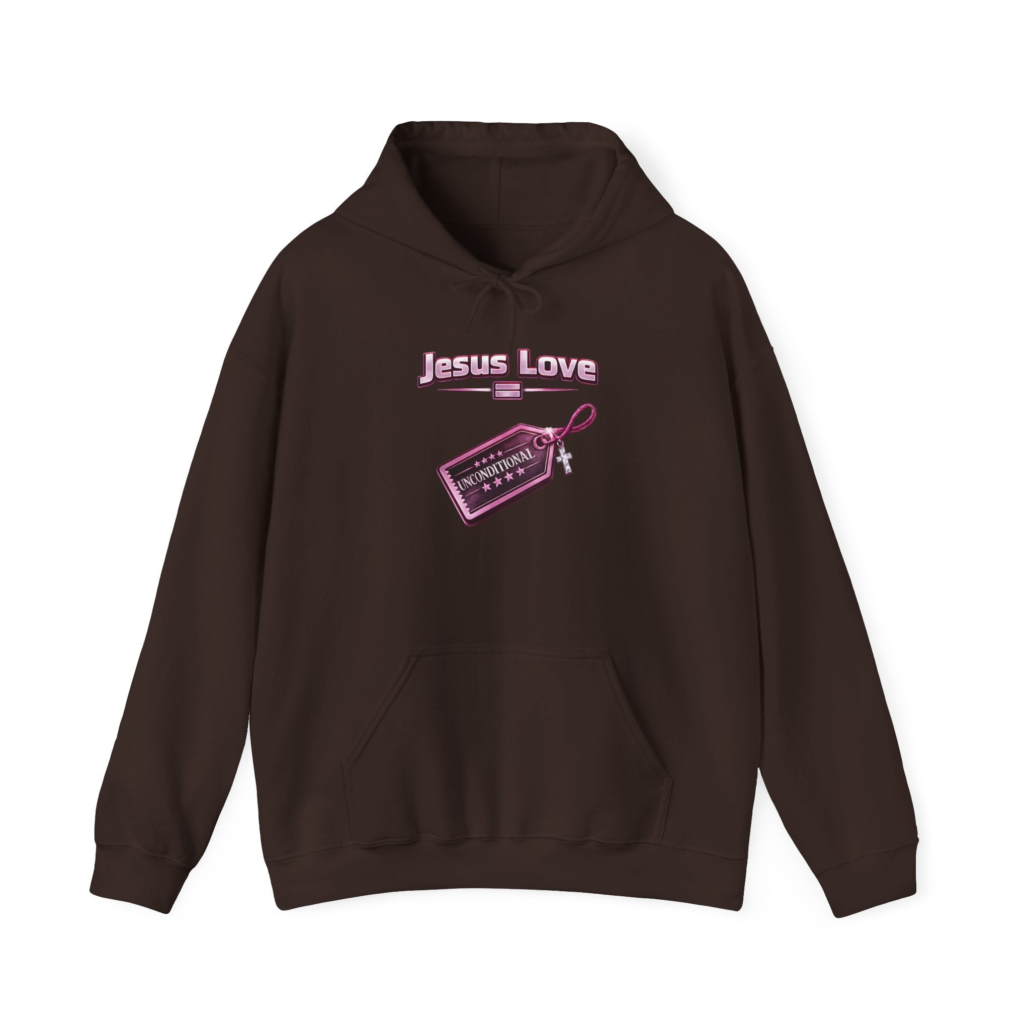 Jesus Love Hoodie — Retro Tag Graphic Christian Faith Pullover