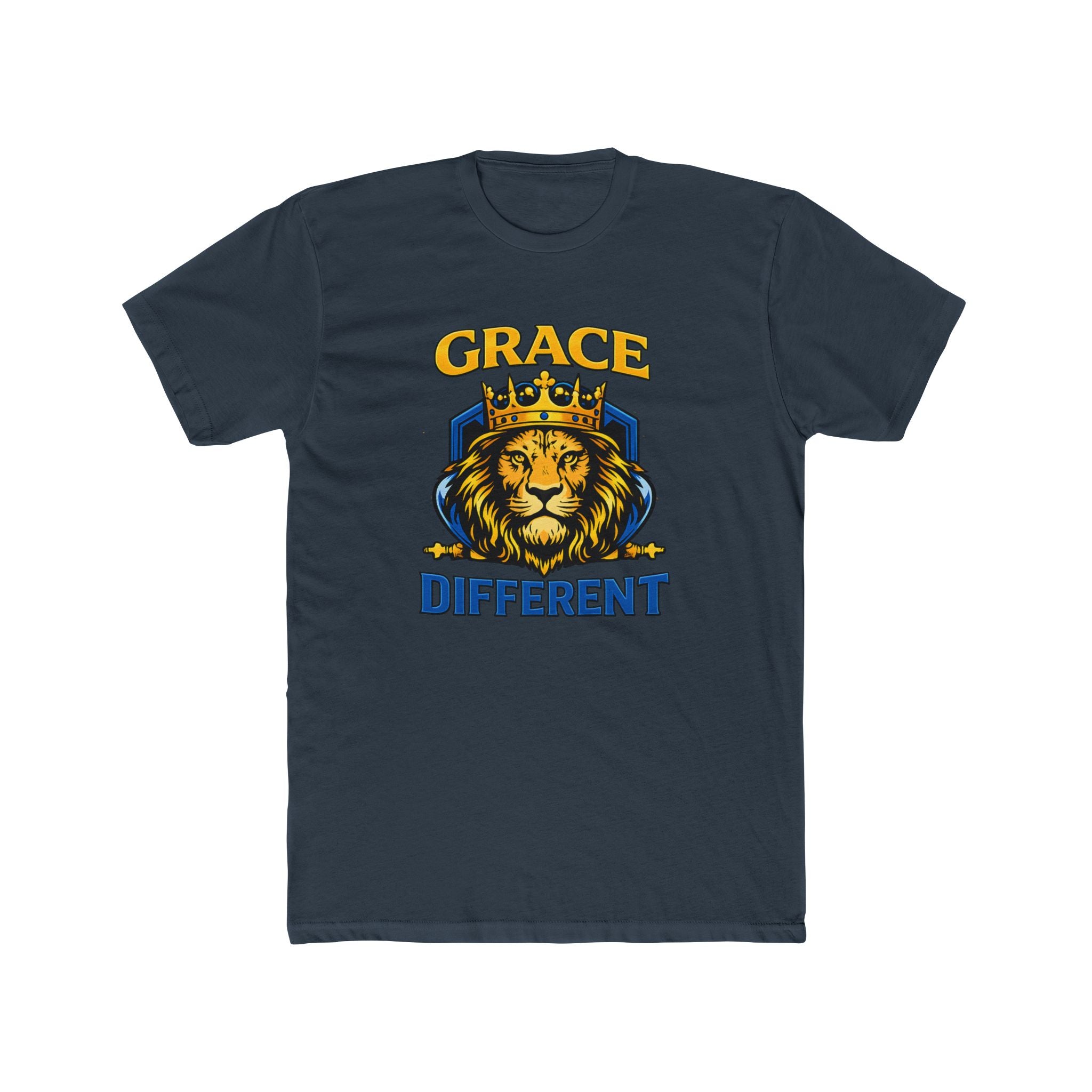 Grace Different Lion Graphic Tee — Crowned Lion Inspirational Christian Shirt