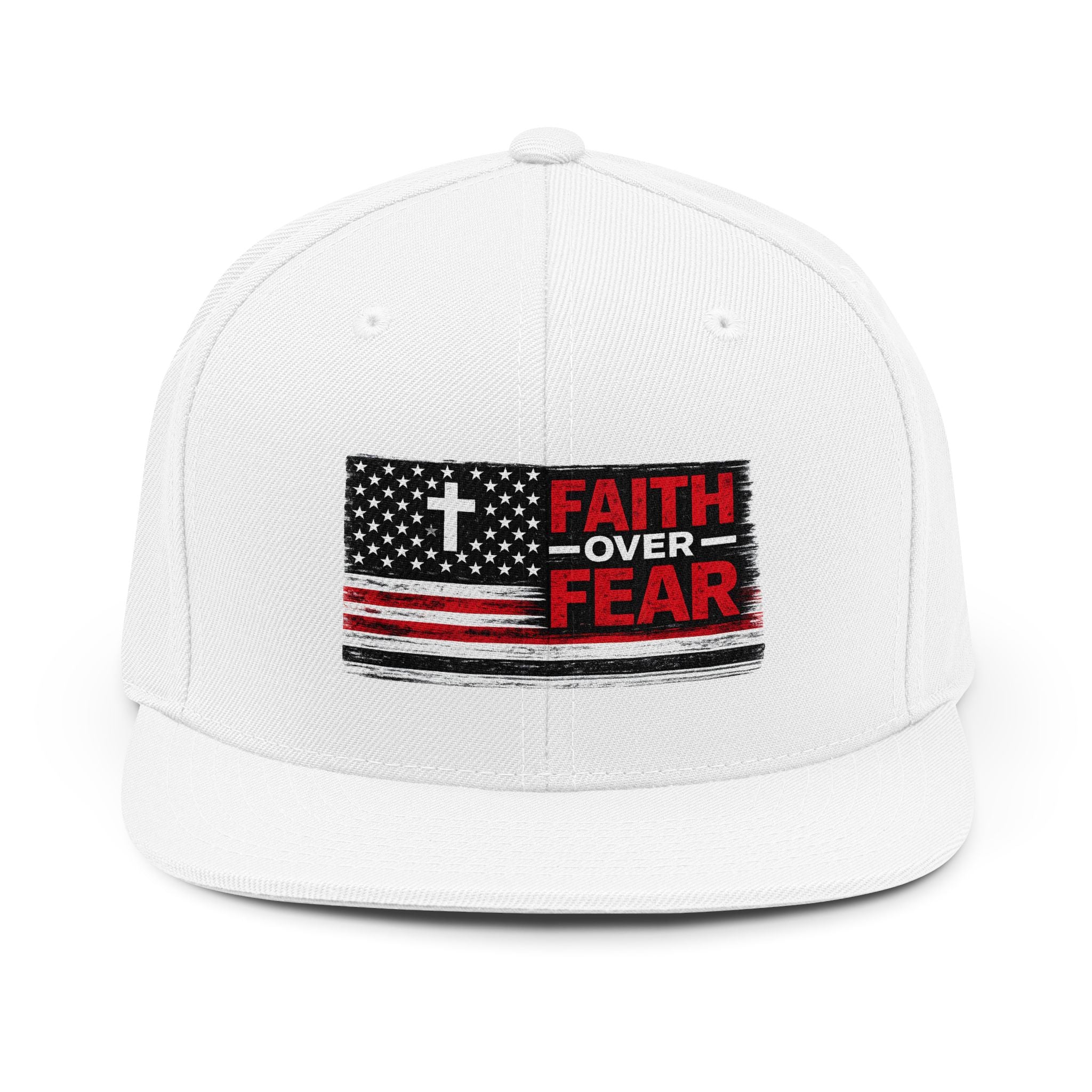 Faith Over Fear Snapback Hat - Christian American Flag Baseball Cap