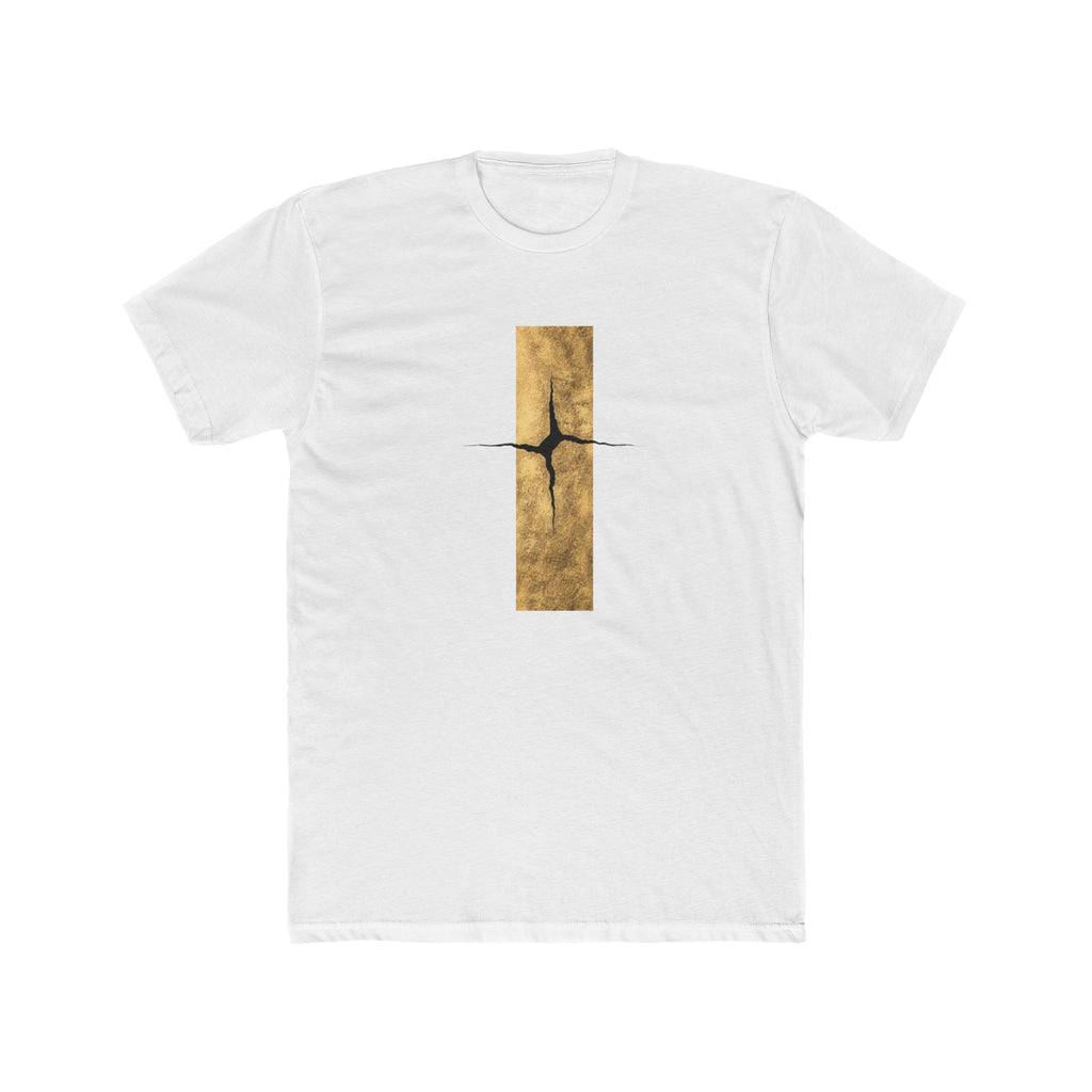 Cracked Gold Bar Tee | Minimal Abstract Vertical Design