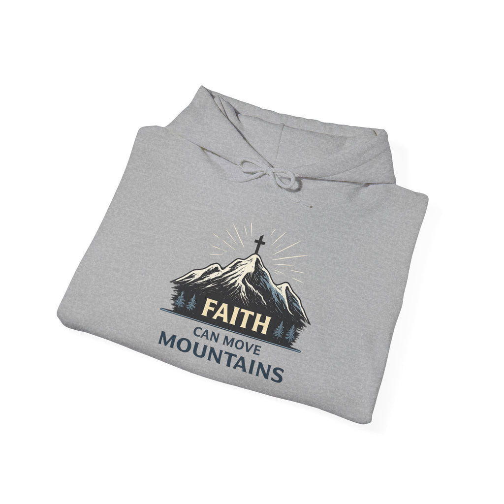 Womens Faith Can Move Mountains Hoodie — Christian Inspirational Mountain Graphic Hoodie