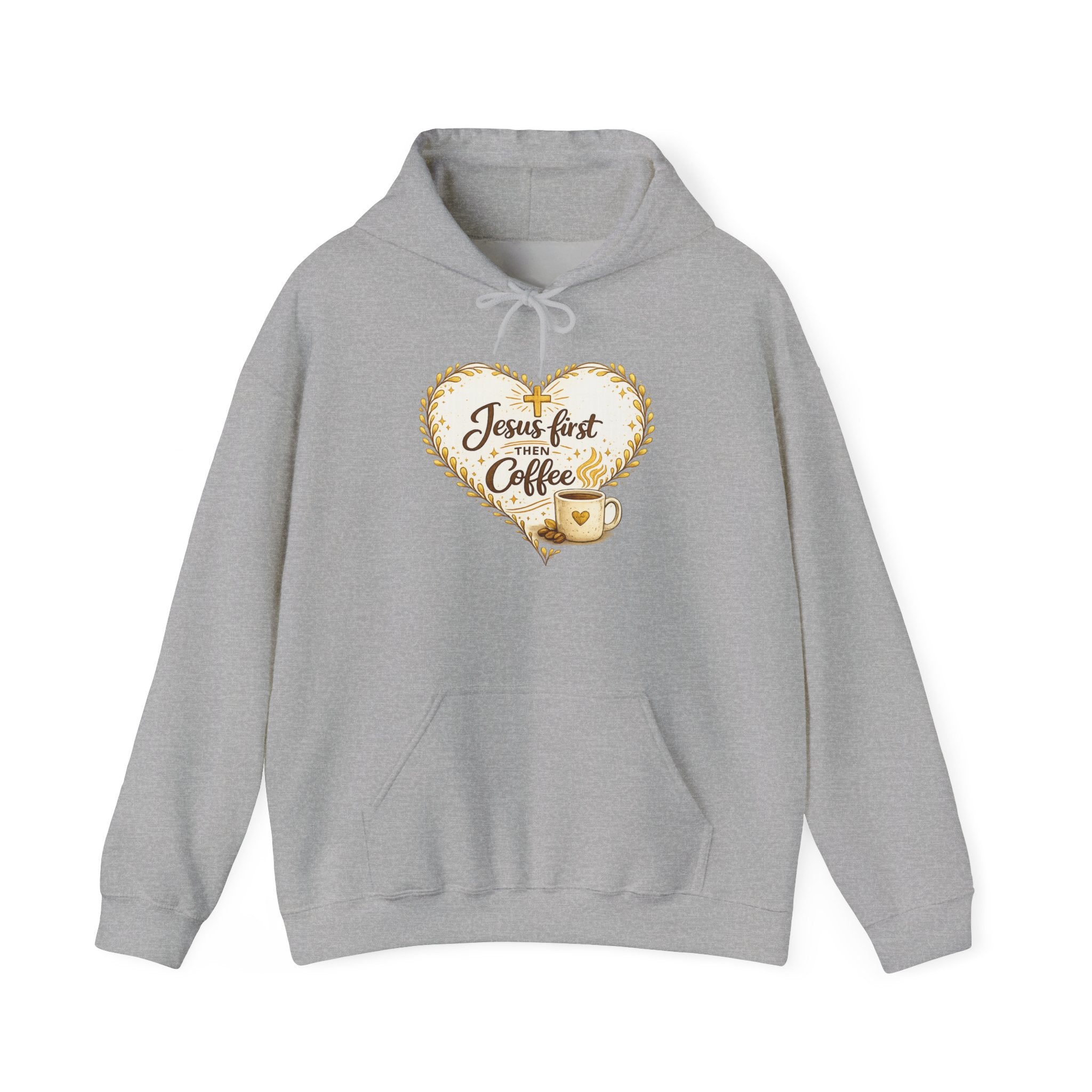 Womens Jesus First Coffee Hoodie – Christian Faith & Coffee Heart Design