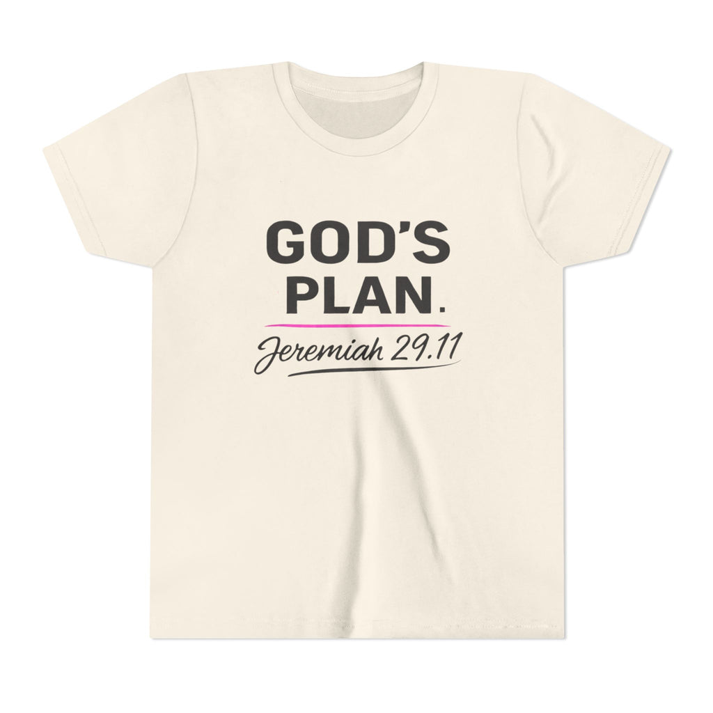 Girls Youth Tee — "God's Plan" Jeremiah 29:11 Christian Faith T-shirt