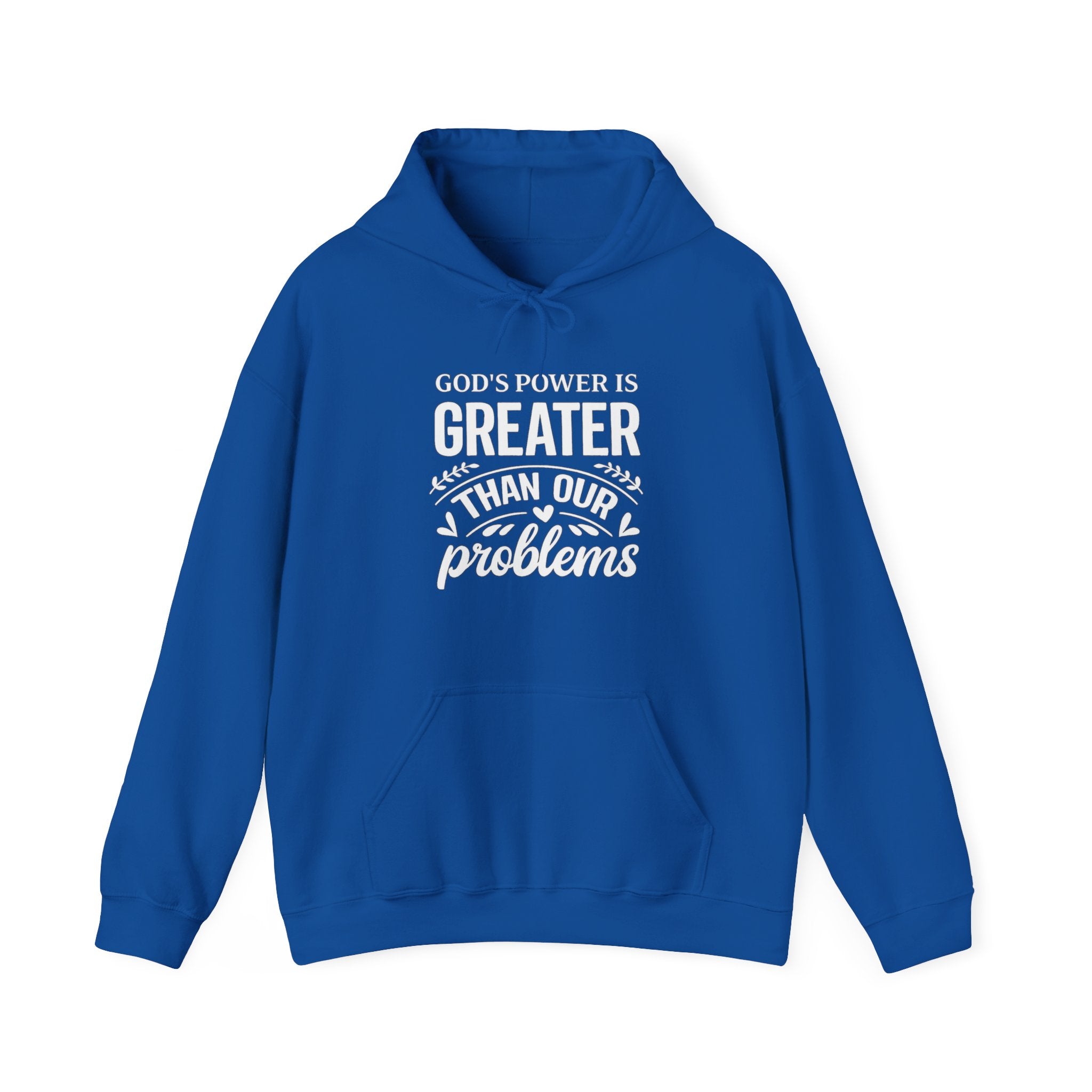 Womens God's Power Is Greater Hoodie — Inspirational Christian Faith Sweatshirt